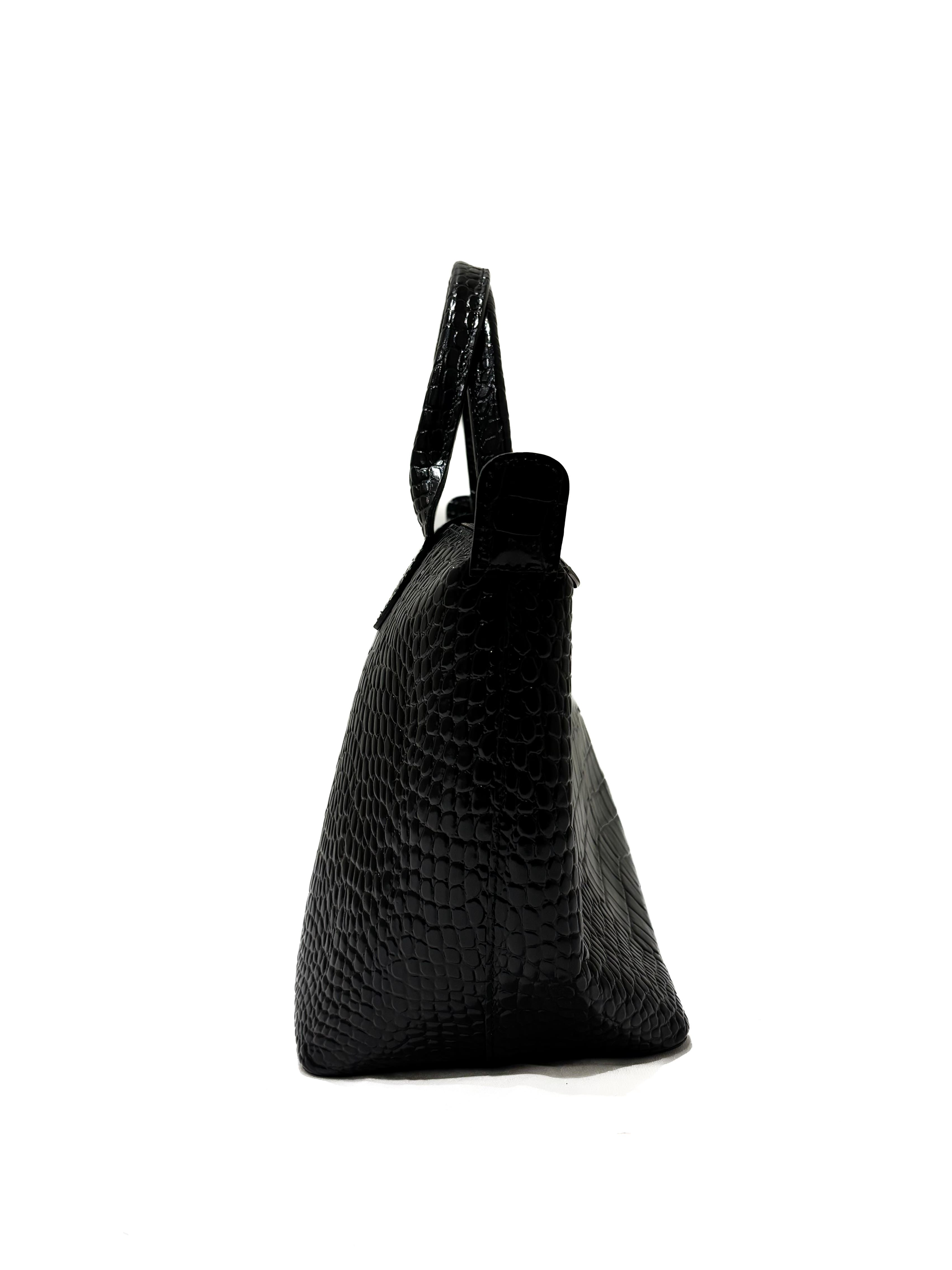 Sac à main Le pliage en cuir embossé effet crocodile Longchamp