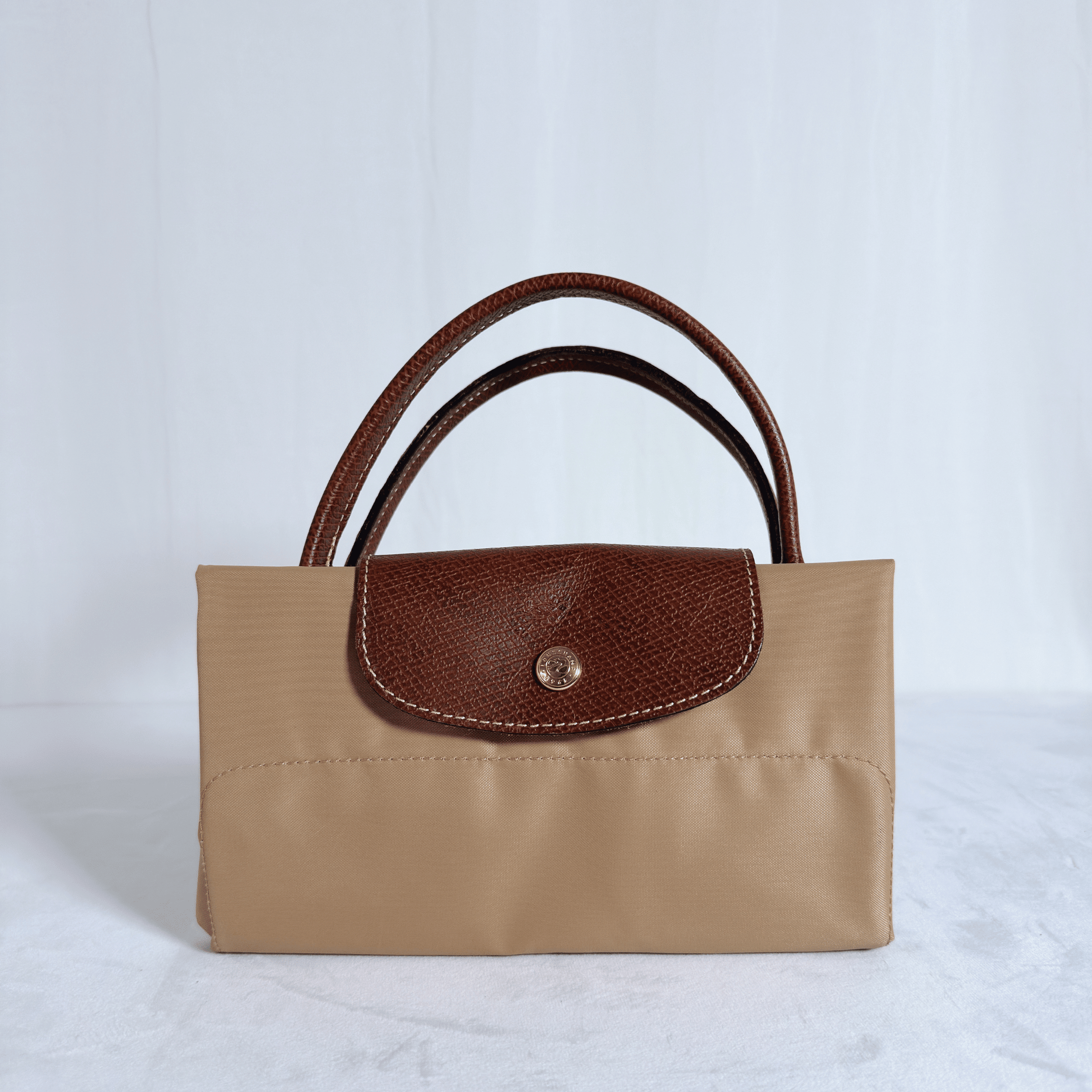 SAC CABAS LONGCHAMP LE PLIAGE ORIGINAL - TOILE BEIGE / FORMAT VERTICAL - La Belle Boutique