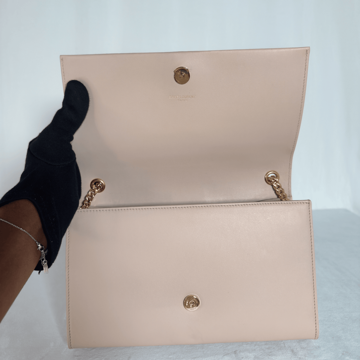 SAINT LAURENT - KATE MEDIUM TASSEL - CUIR LISSE NUDE ROSE POUDRÉ
