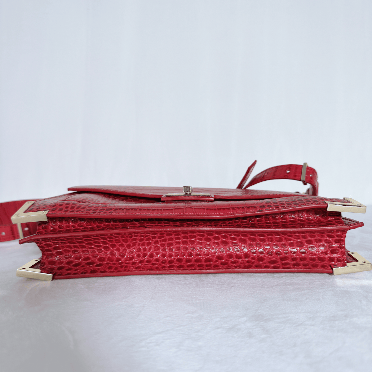 THE KOOPLES - SAC EMILY MEDIUM - CUIR EFFET CROCODILE ROUGE