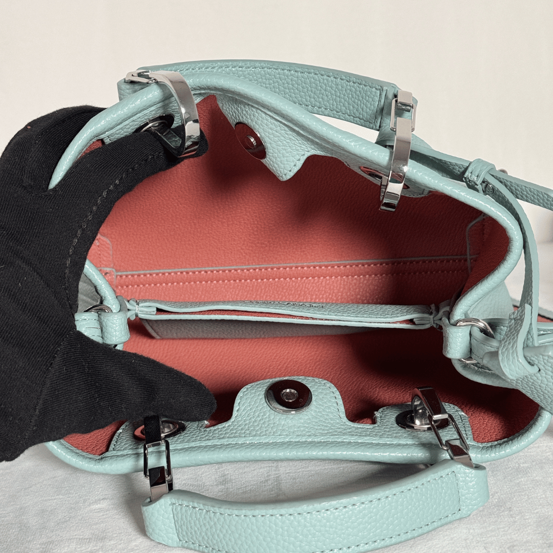 EMPORIO ARMANI - MY EA MINI - CUIR GRAINE BLEU CELADON