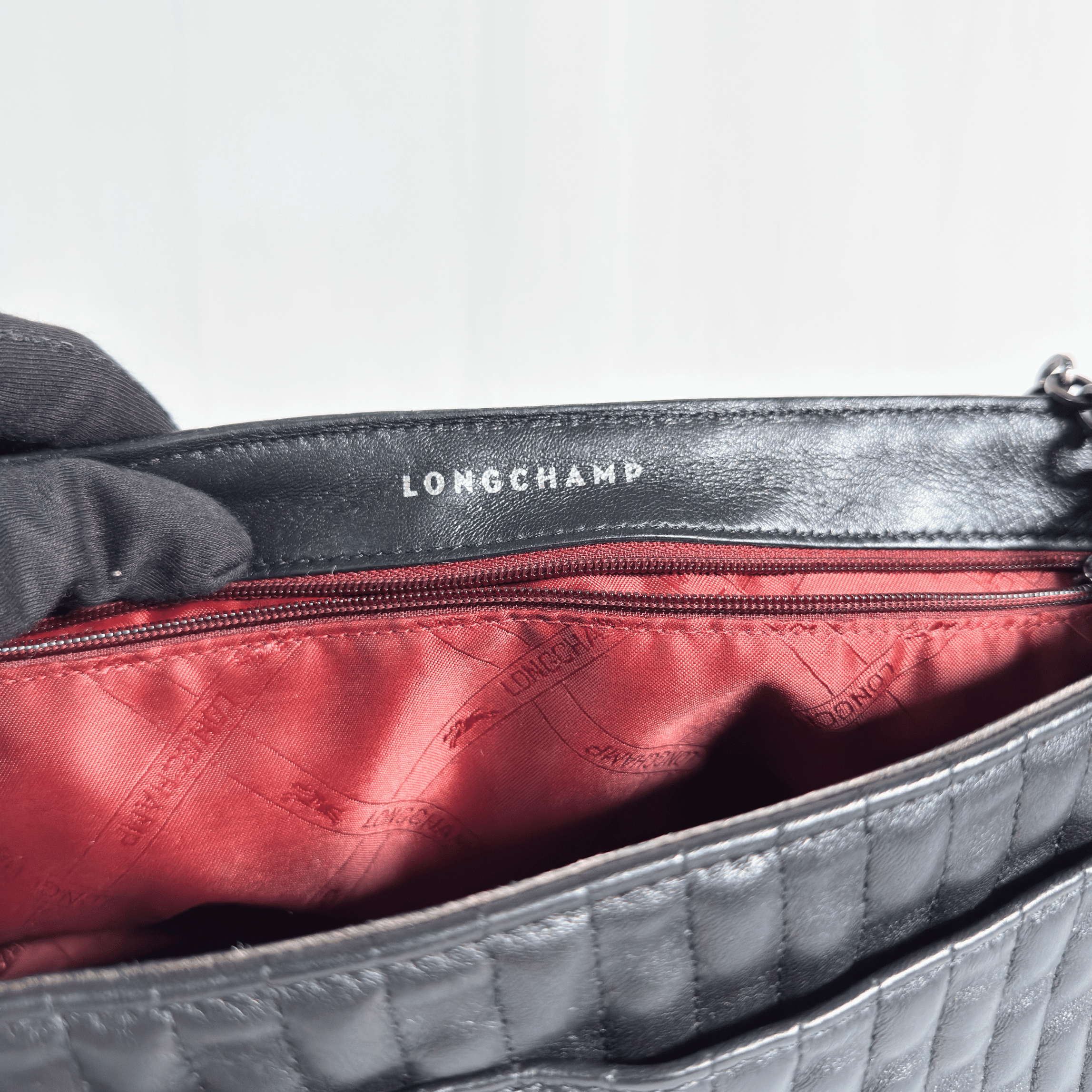 SAC BANDOULIERE LONGCHAMP AMAZONE M - CUIR MATELASSE NOIR - La Belle Boutique