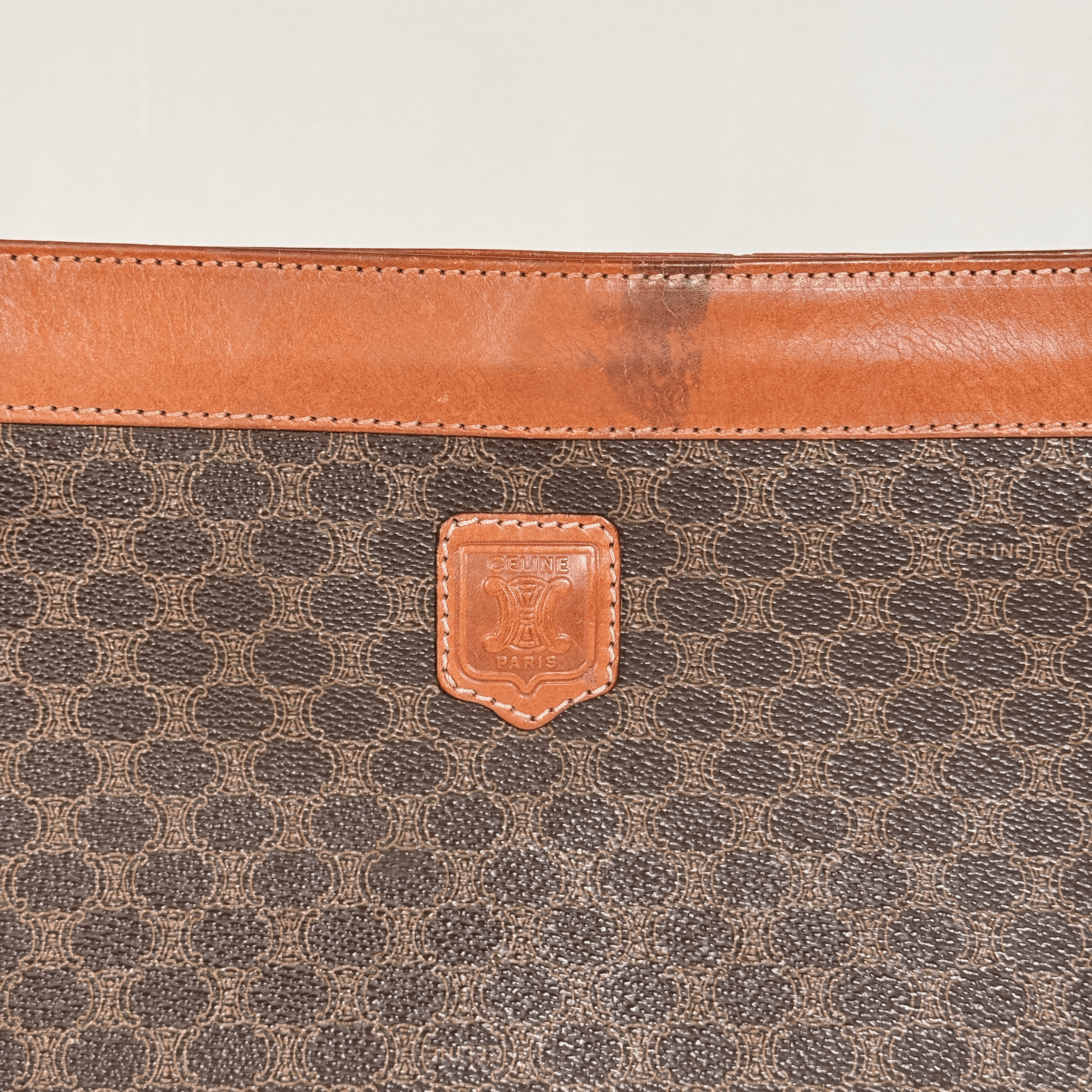 CELINE - POCHETTE VINTAGE MACADAM - TOILE ENDUITE MARRON