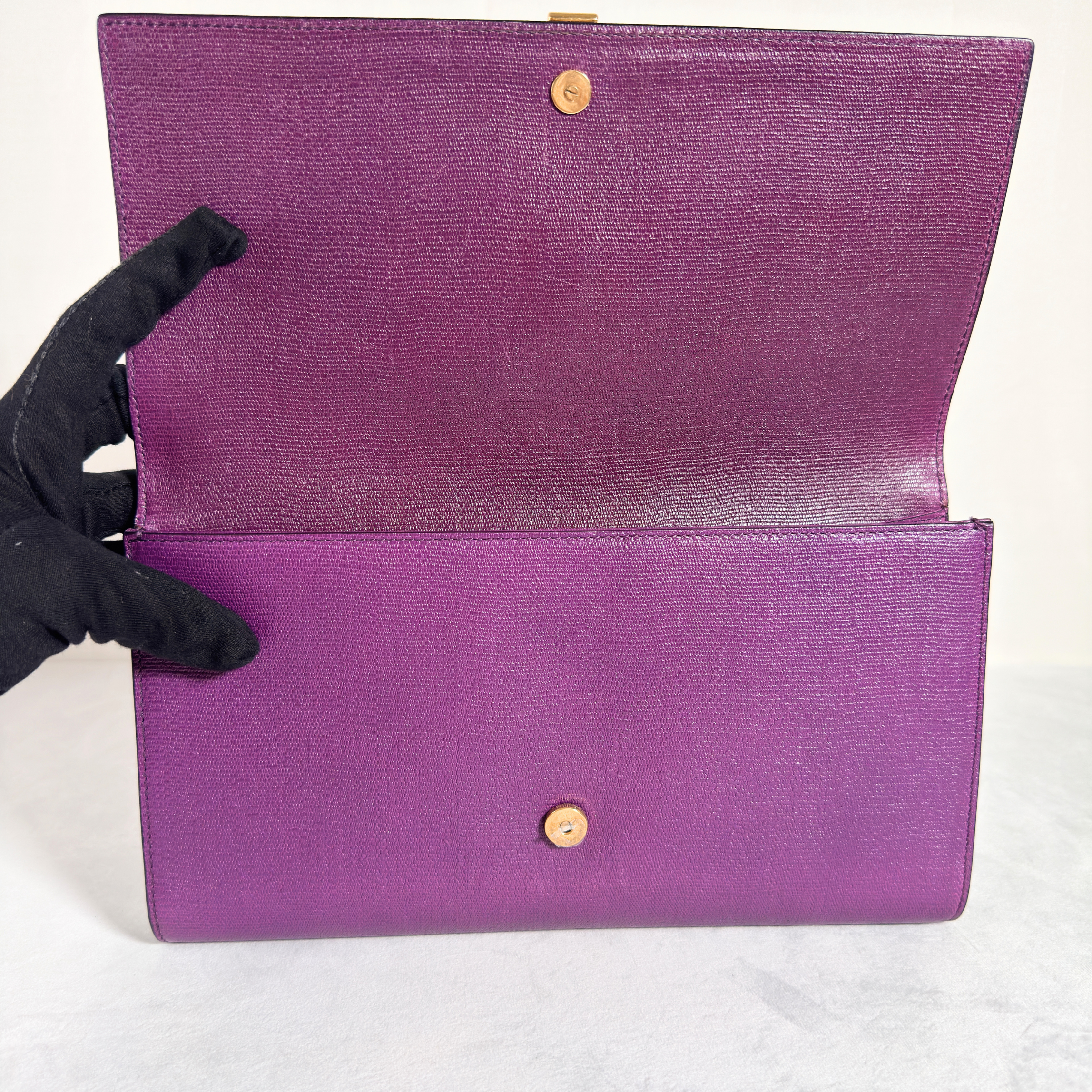 POCHETTE CLUTCH YVES SAINT LAURENT CHYC LIGNE Y - CUIR TEXTURE VIOLET