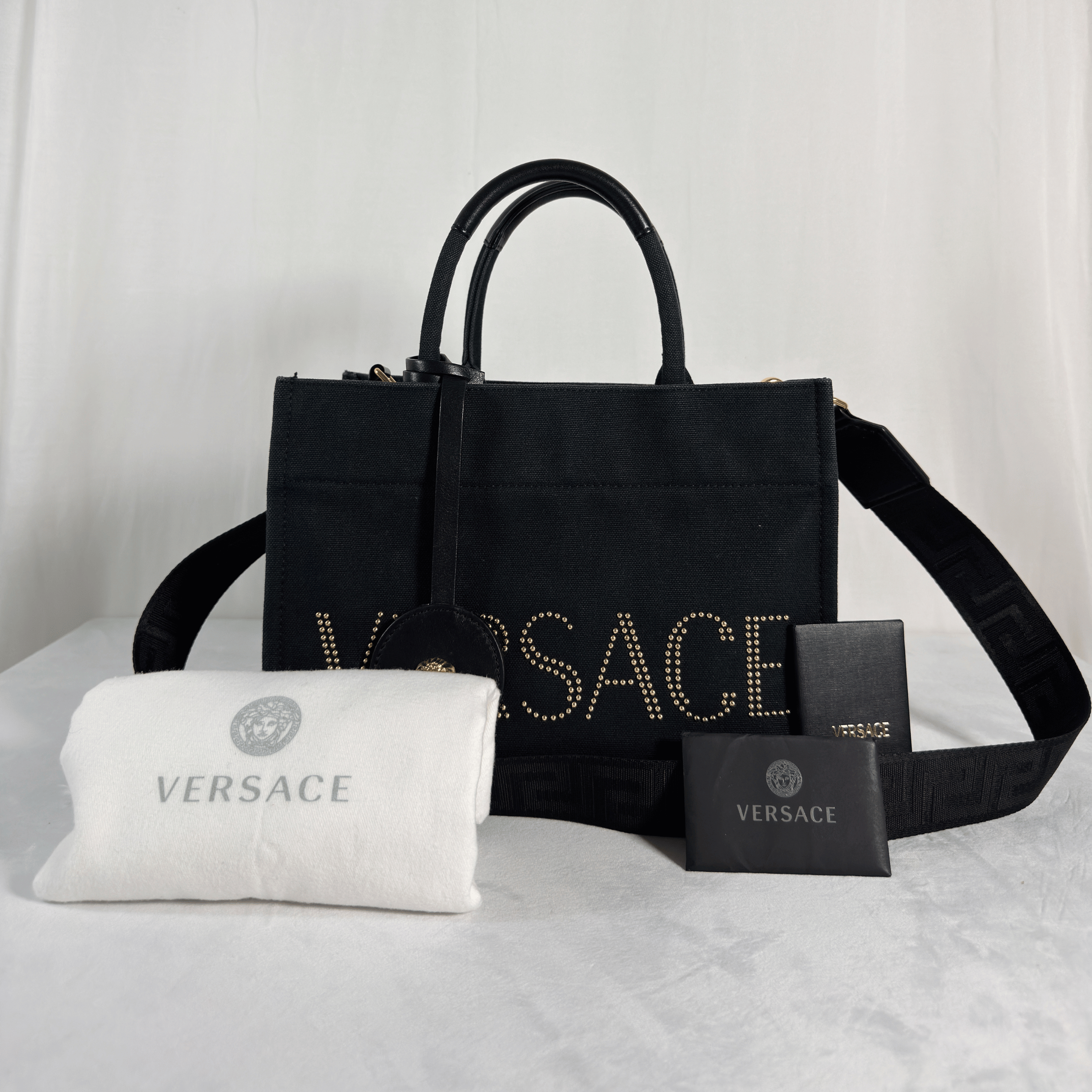 VERSACE - LA MEDUSA LARGE CANVAS TOTE - NOIR ET OR