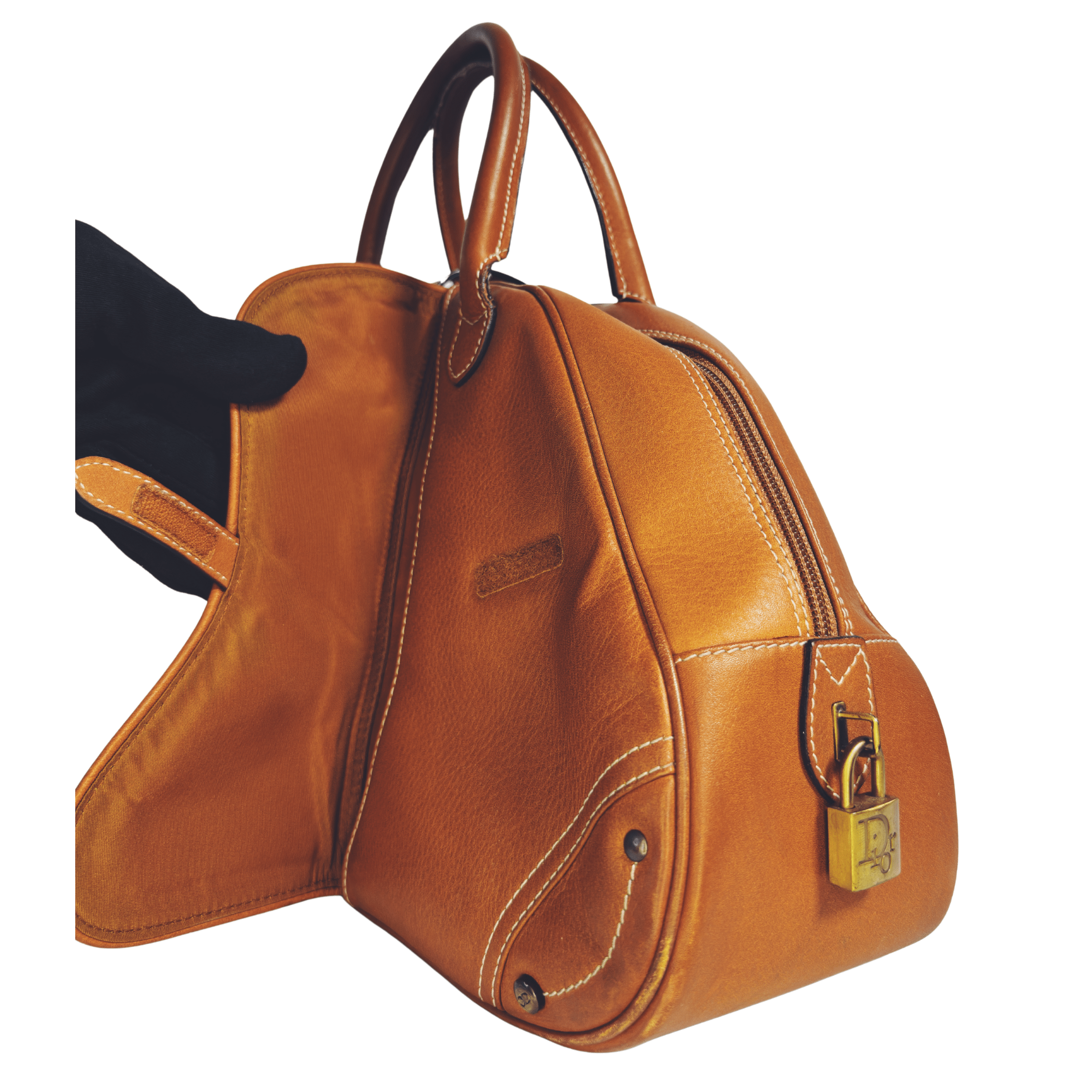 Sac à main Dior Double Saddle Bowling – Cuir cognac - La Belle Boutique
