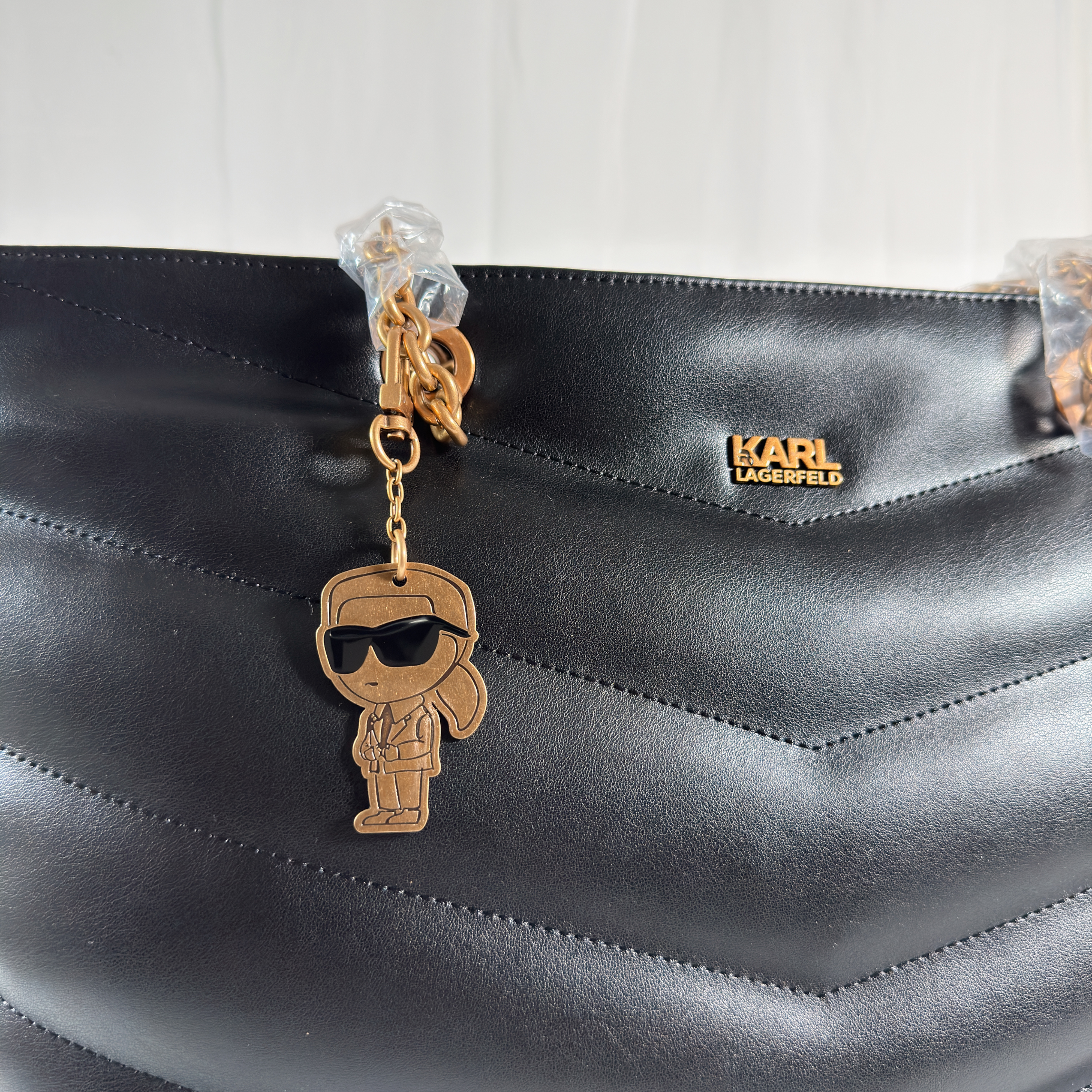 SAC CABAS KARL LAGARFELD - MATELASSE CHEVRON NOIR CUIR PU