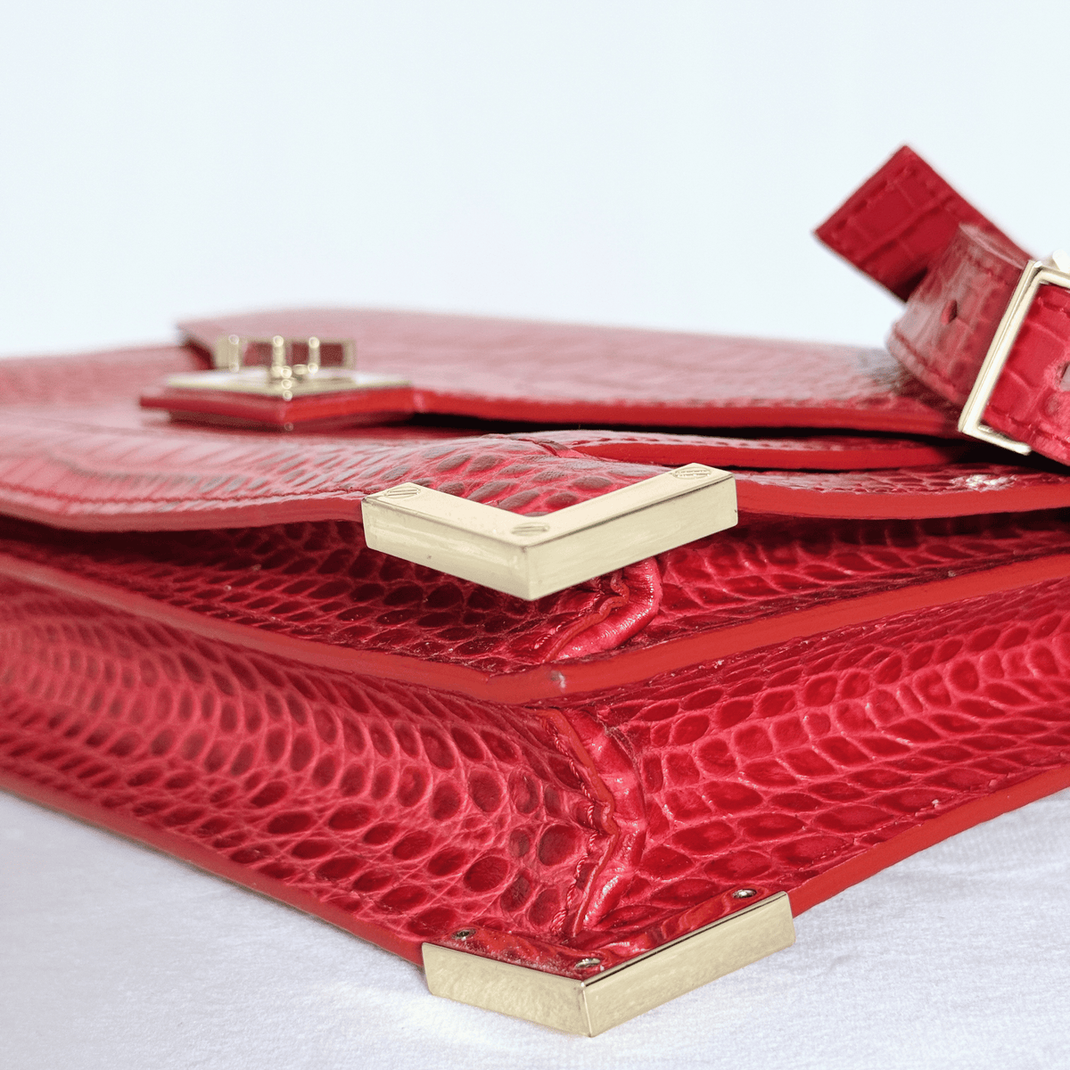 THE KOOPLES - SAC EMILY MEDIUM - CUIR EFFET CROCODILE ROUGE