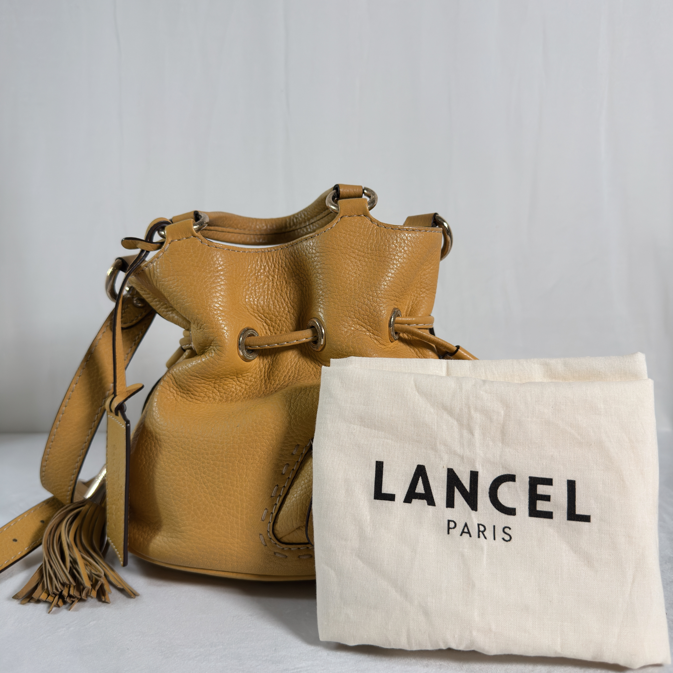 SAC SEAU LANCEL PREMIER FLIRT S - CUIR GRAINE MOUTARDE