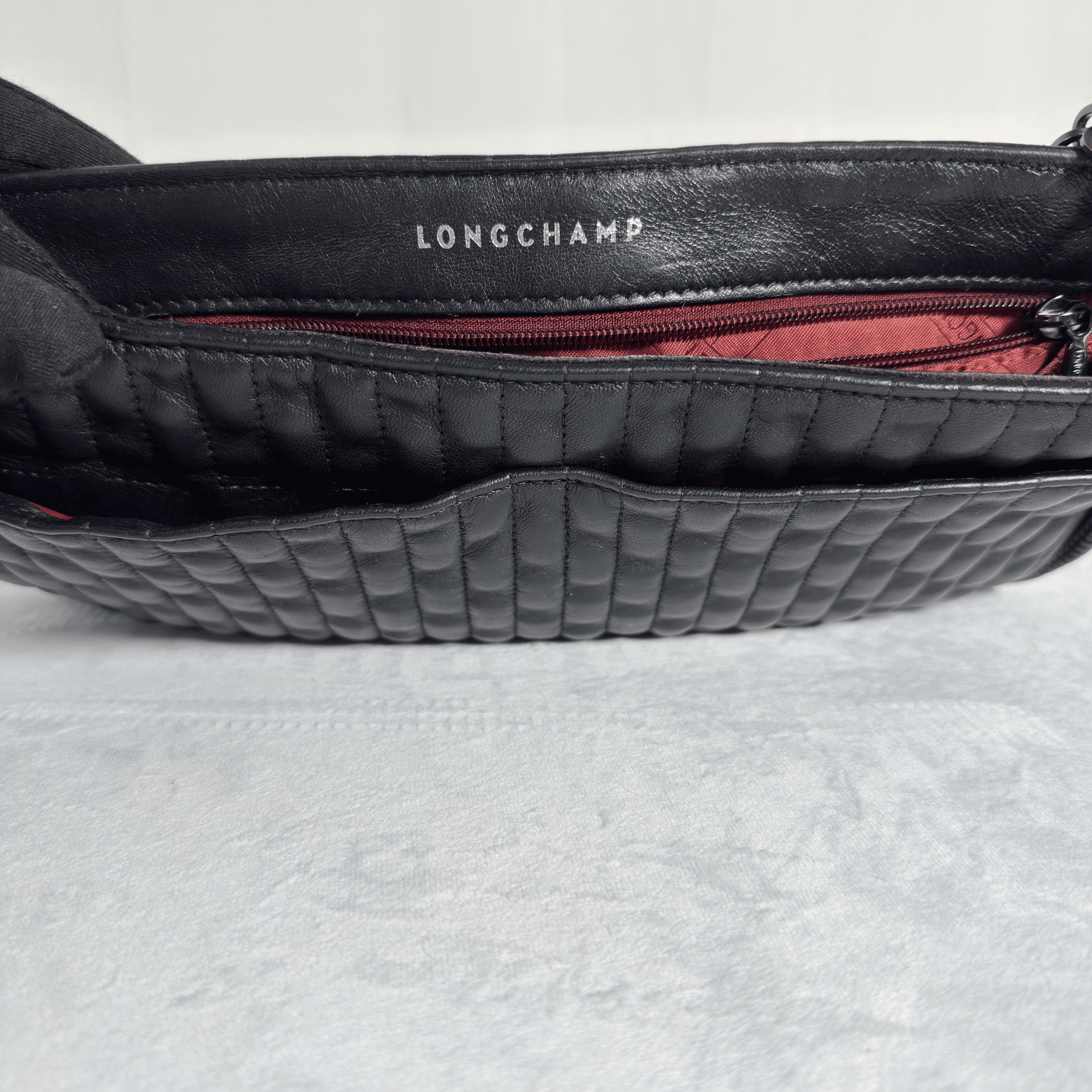 SAC BANDOULIERE LONGCHAMP AMAZONE M - CUIR MATELASSE NOIR - La Belle Boutique