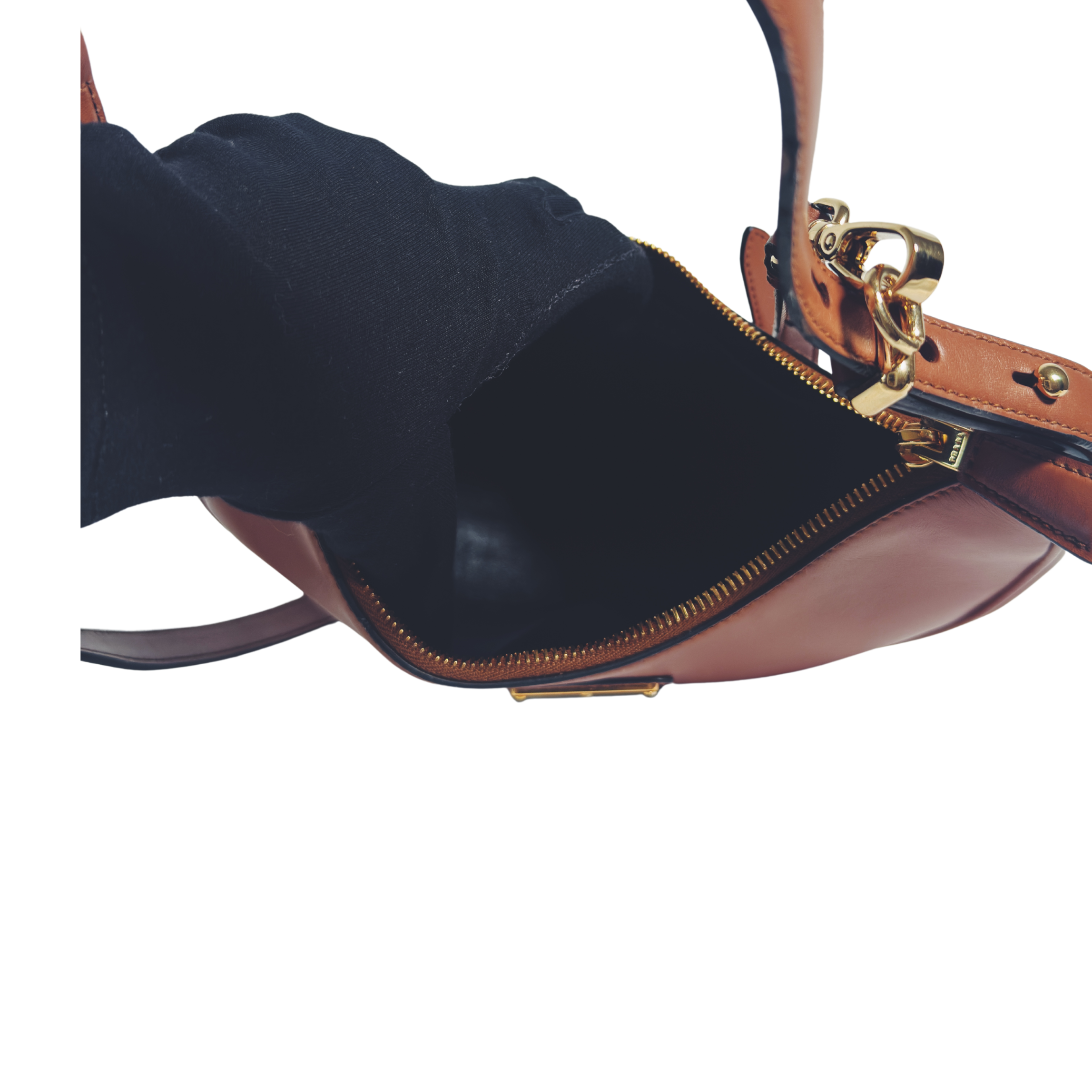 Sac Prada Arqué – Cuir cognac