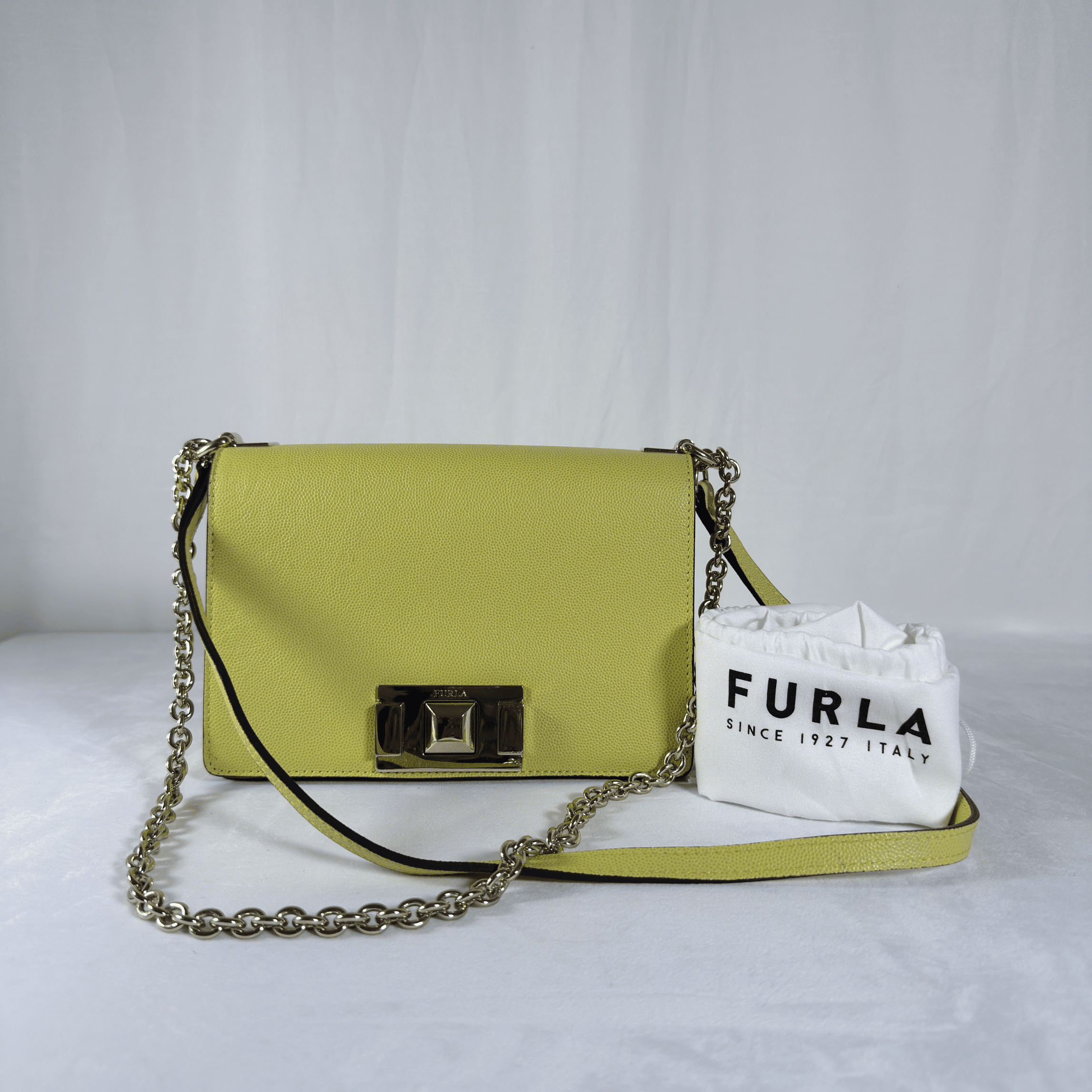 SAC BANDOULIERE FURLA MIMI CROSSBODY S - CUIR GRAINE LIME - La Belle Boutique