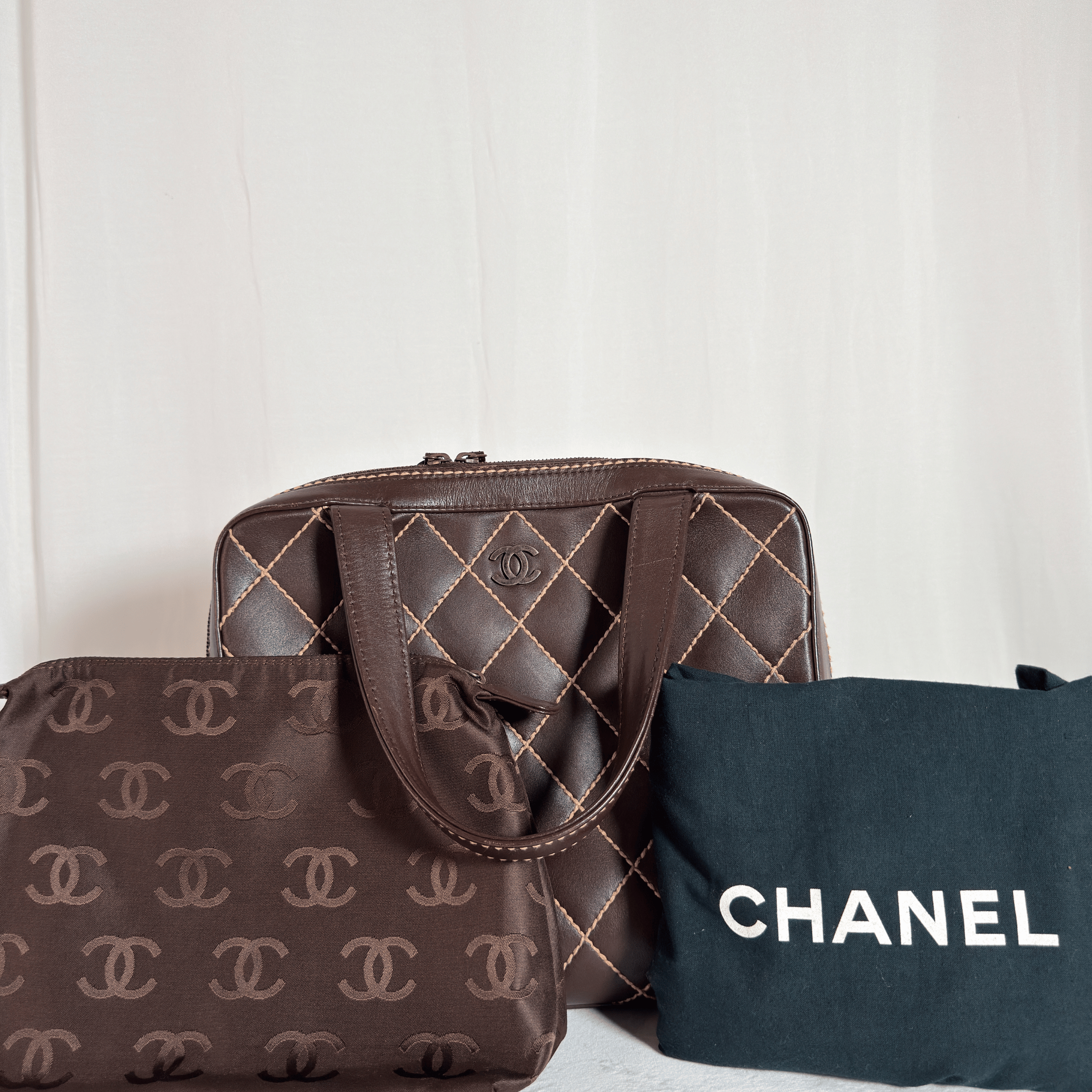 CHANEL - WILD STITCH HANDBAG - CUIR MARRON VINTAGE