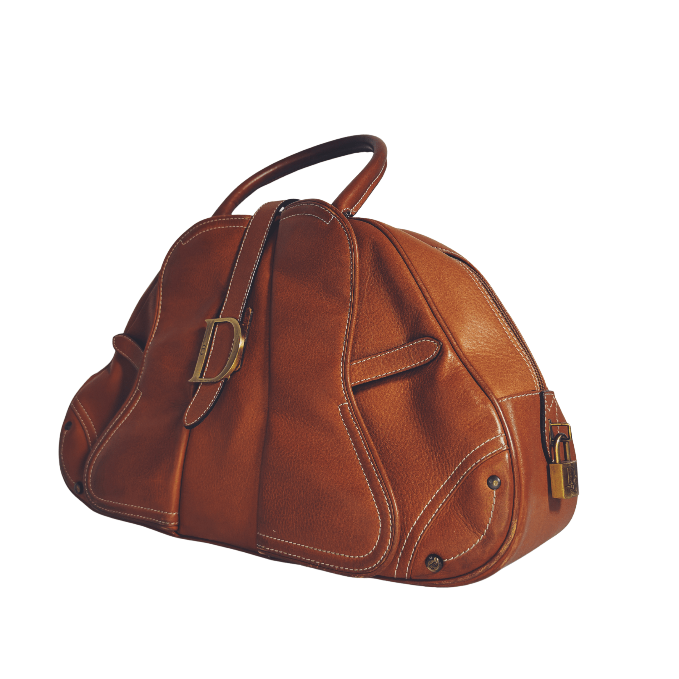Sac à main Dior Double Saddle Bowling – Cuir cognac - La Belle Boutique