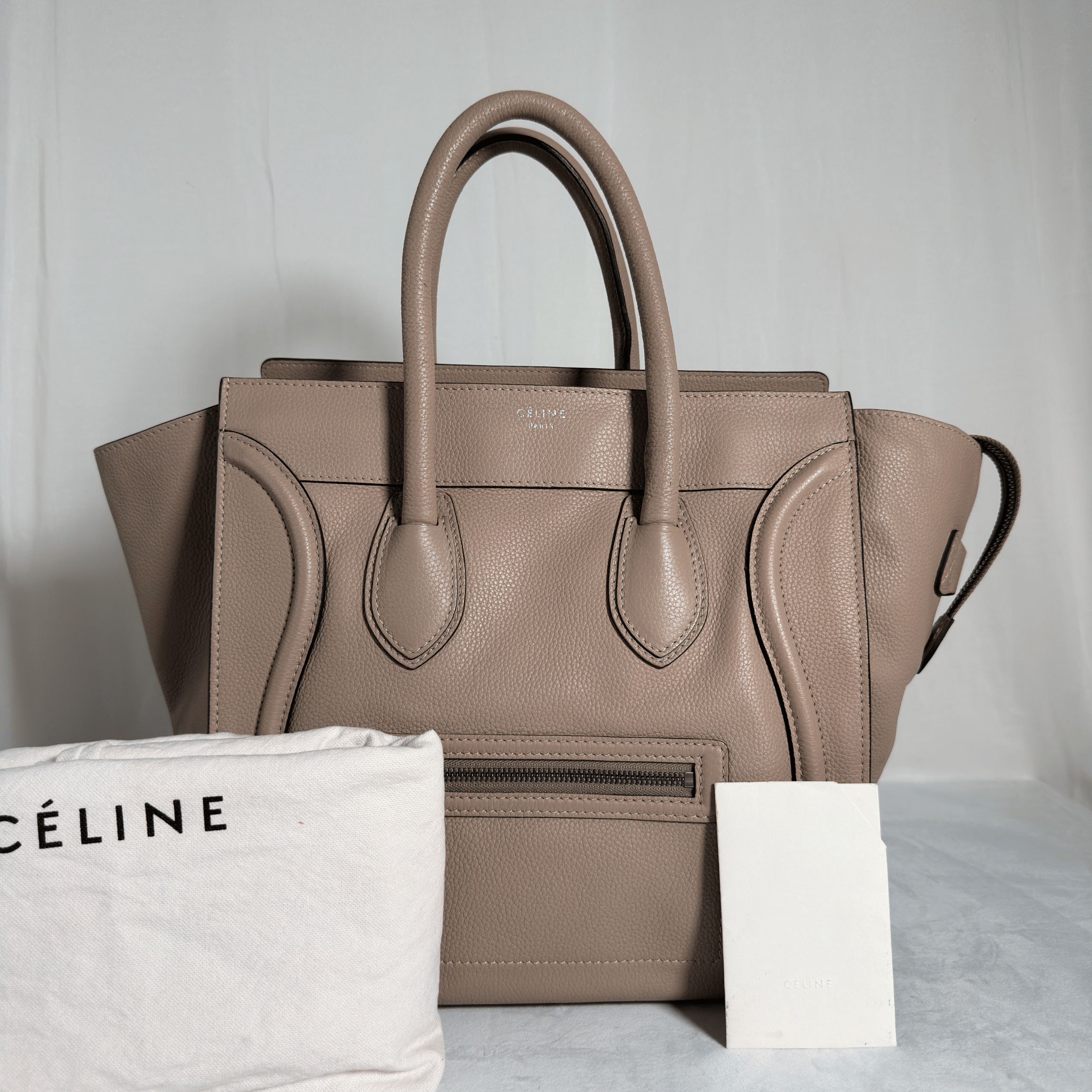 SAC A MAIN CELINE LUGGAGE MINI - CUIR GRAINE TAUPE