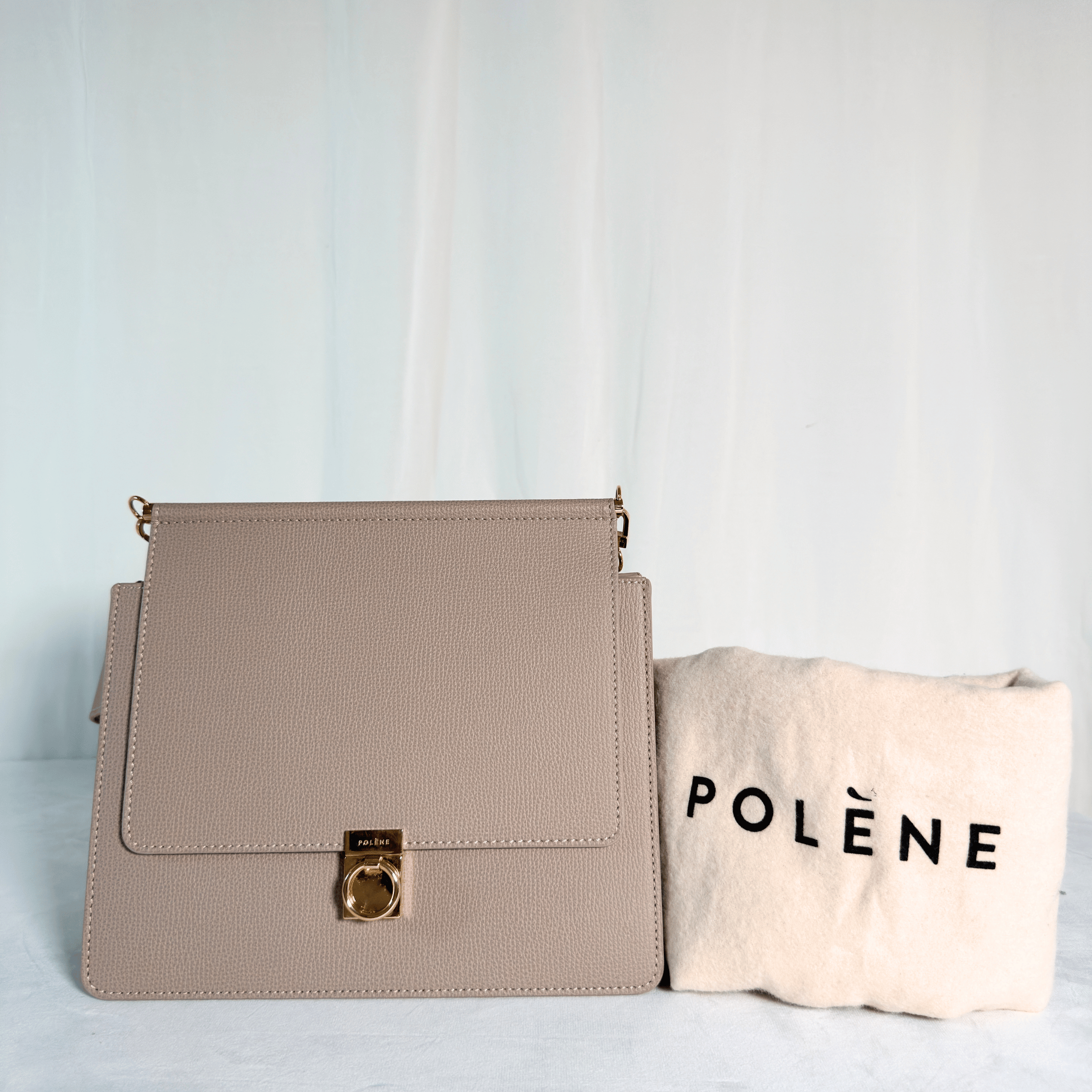 POLENE - SAC NUMERO SEPT - CUIR GRAINE TAUPE
