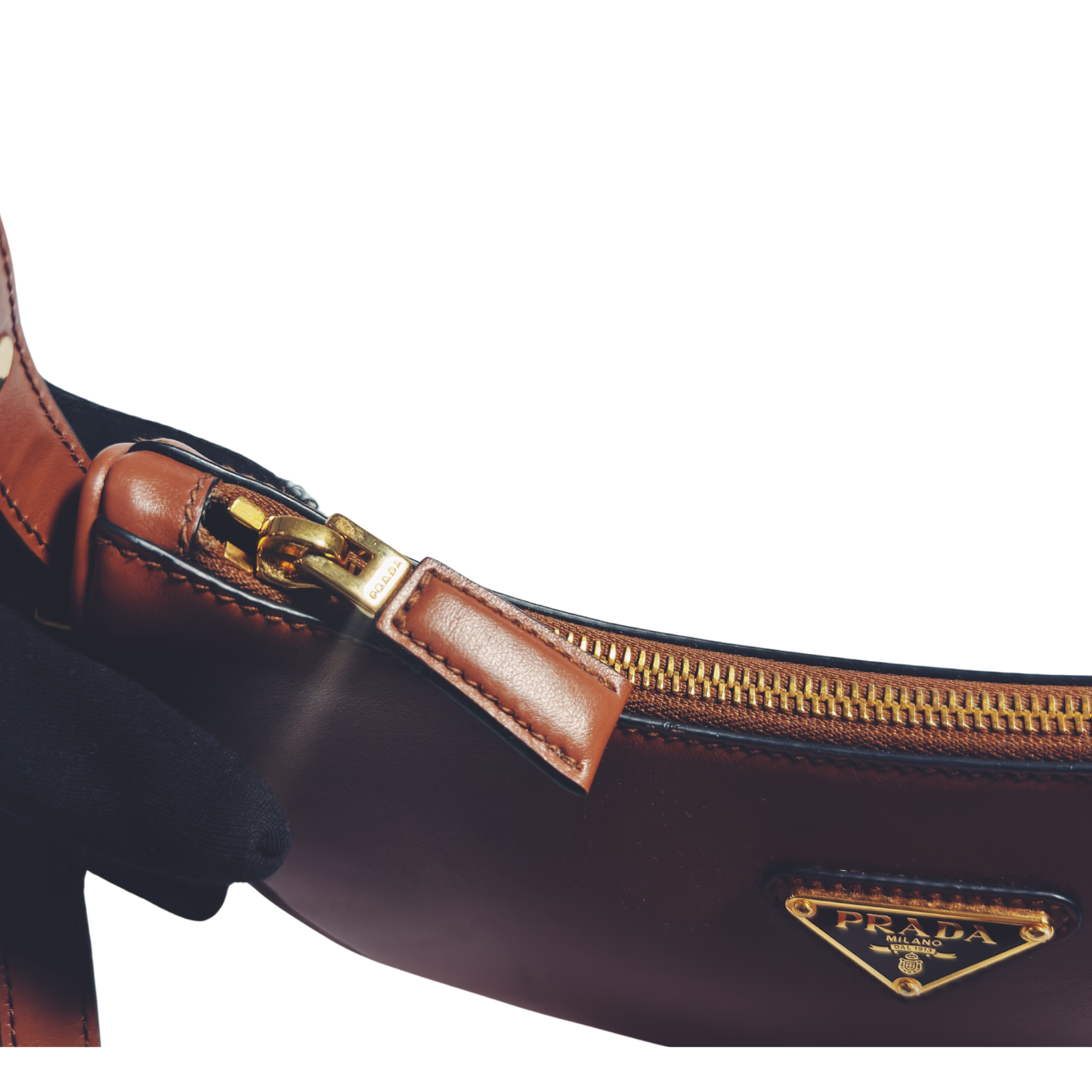 Sac Prada Arqué – Cuir cognac