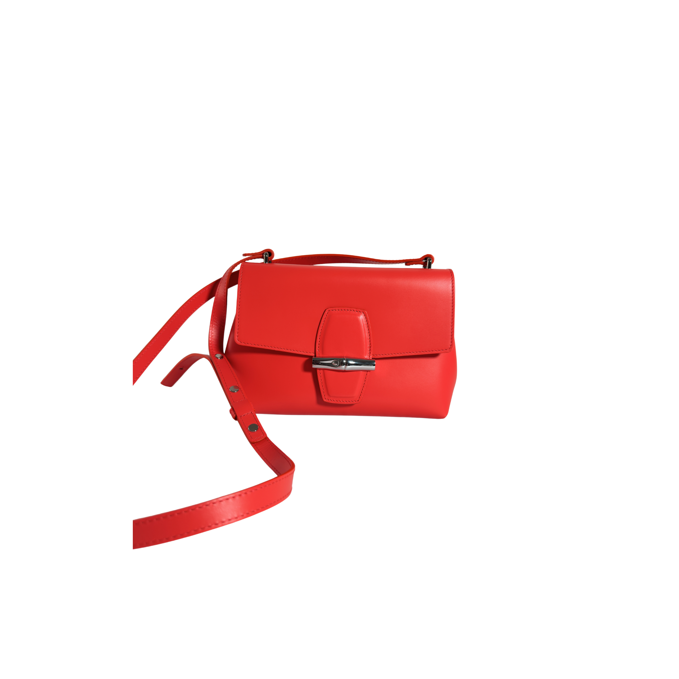 SAC LONGCHAMP LE ROSEAU BOX - CUIR LISSE COQUELICOT