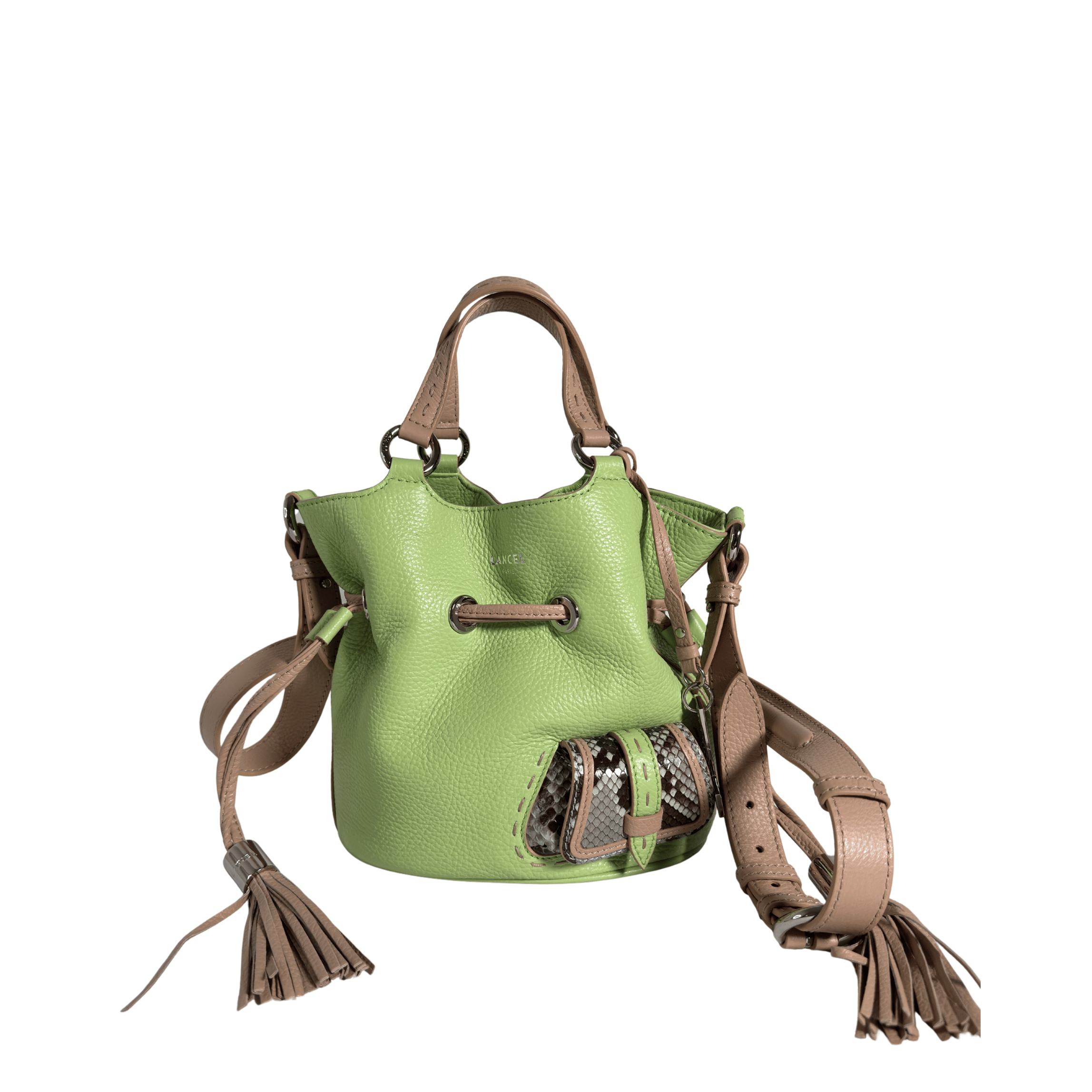 SAC SEAU LANCEL PREMIER FLIRT S - EDITION LIMITEE PYTHON BICOLORE VERT/NUDE
