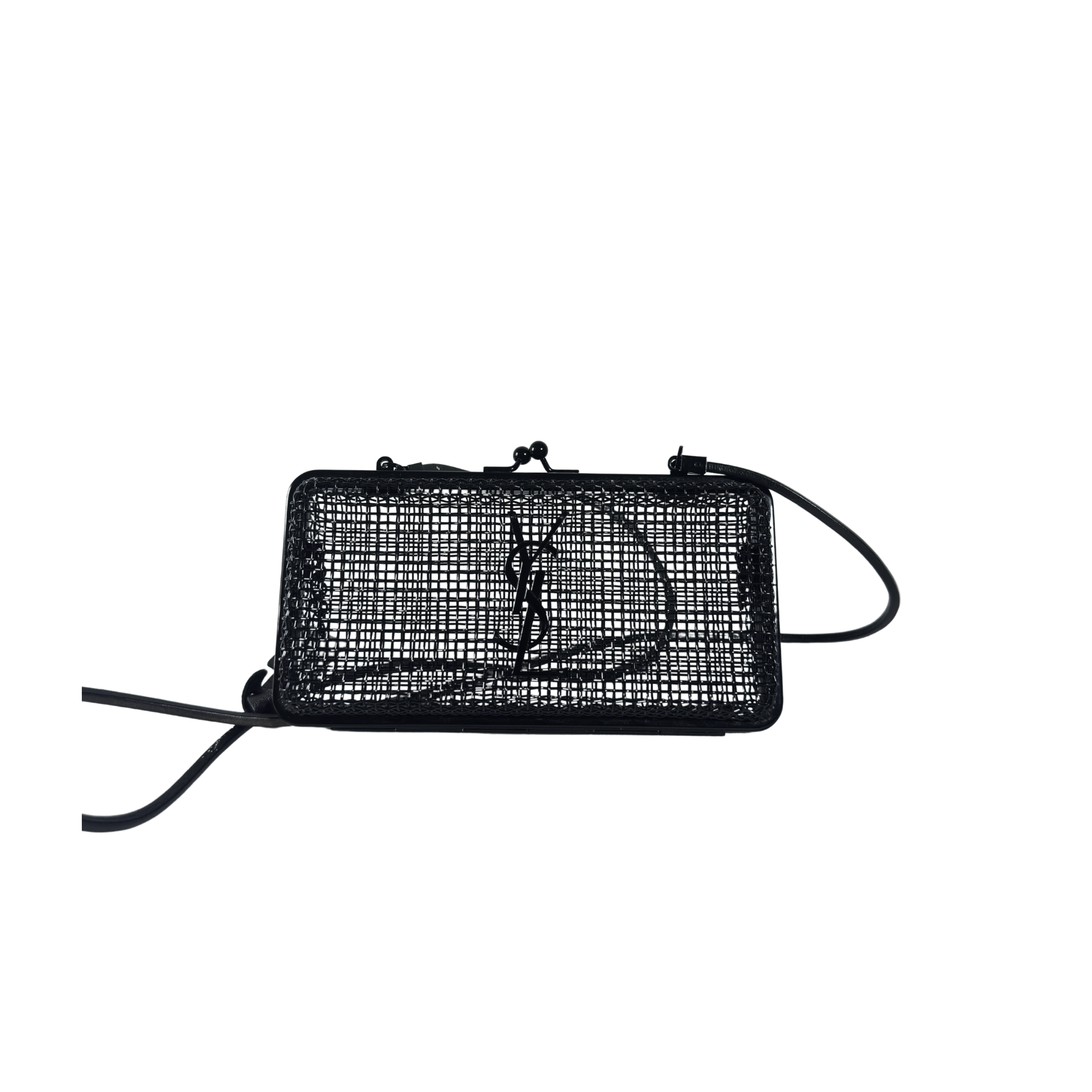 SAC BANDOULIERE SAINT LAURENT EVENING CAGE - METAL NOIR MAT