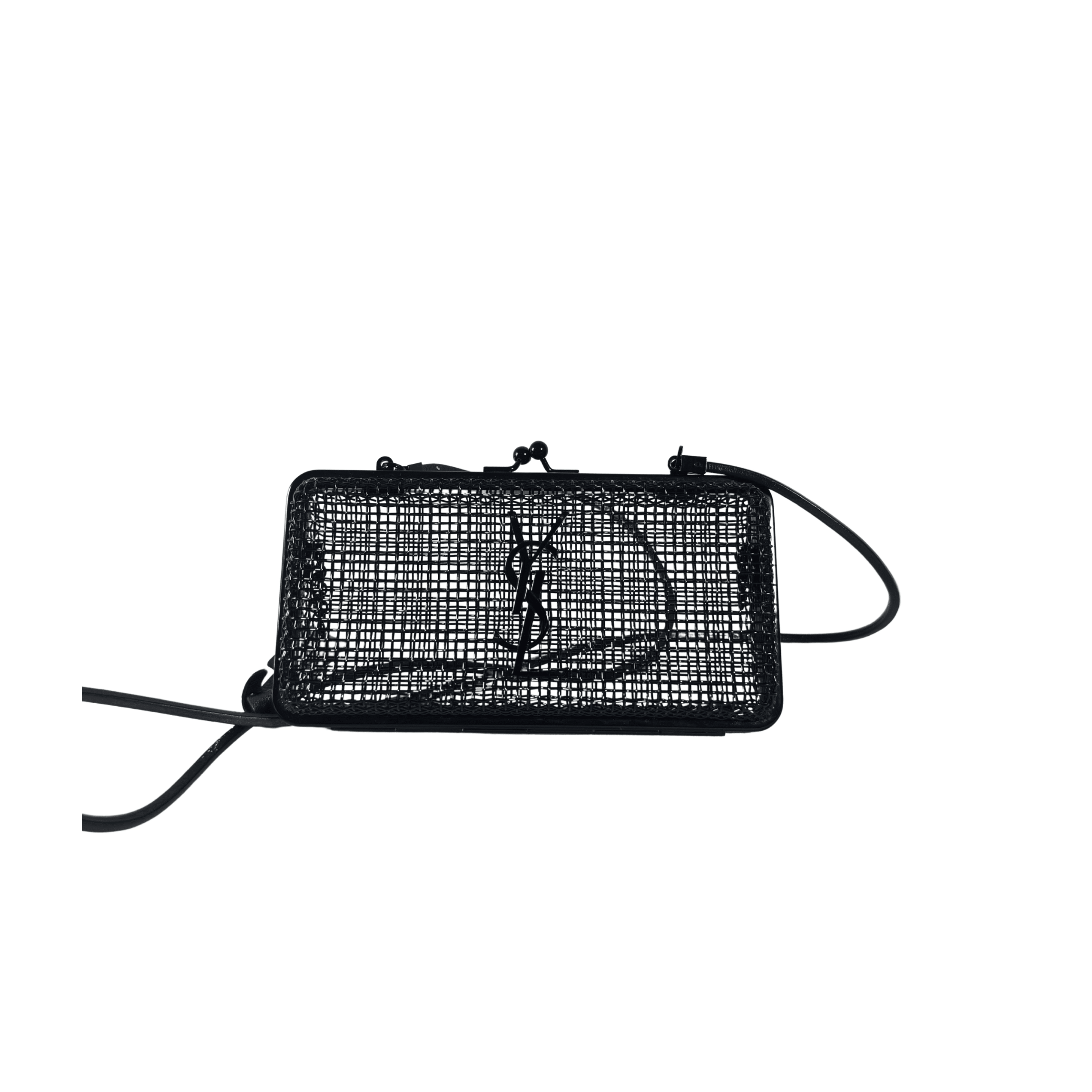SAC BANDOULIERE SAINT LAURENT EVENING CAGE - METAL NOIR MAT - La Belle Boutique