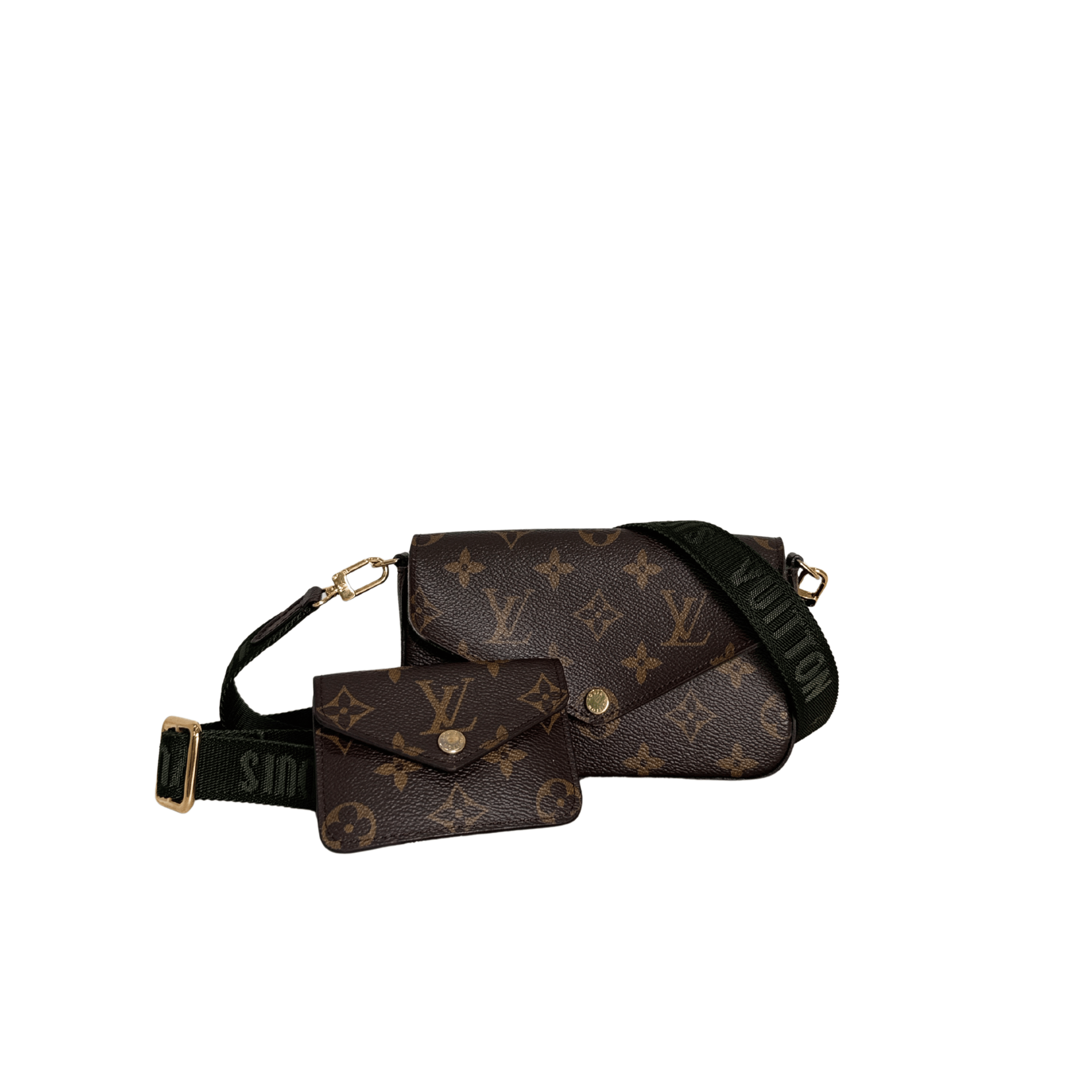 POCHETTE LOUIS VUITTON FÉLICIE STRAP & GO EN TOILE MONOGRAMME — KAKI