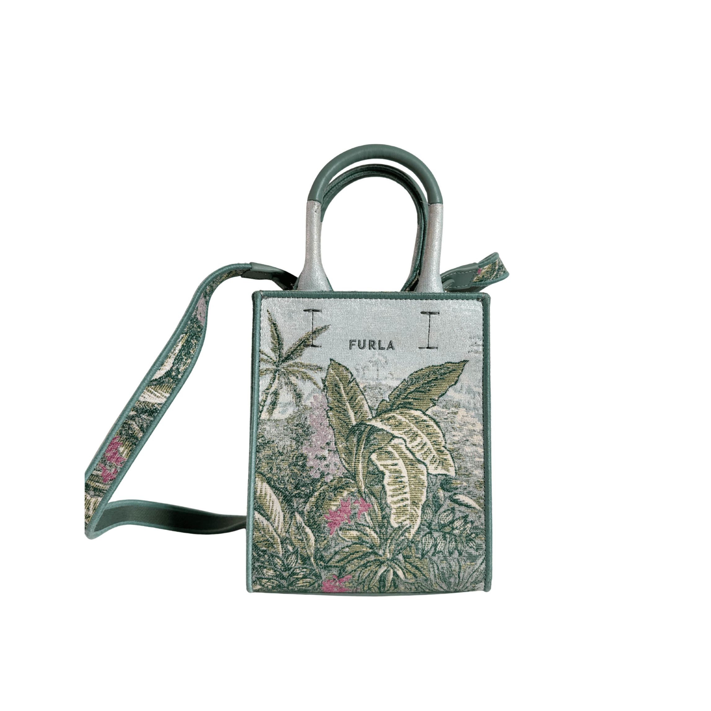 SAC FURLA OPPORTUNITY MINI TOTE - JACQUARD BOTANIQUE VERT - La Belle Boutique