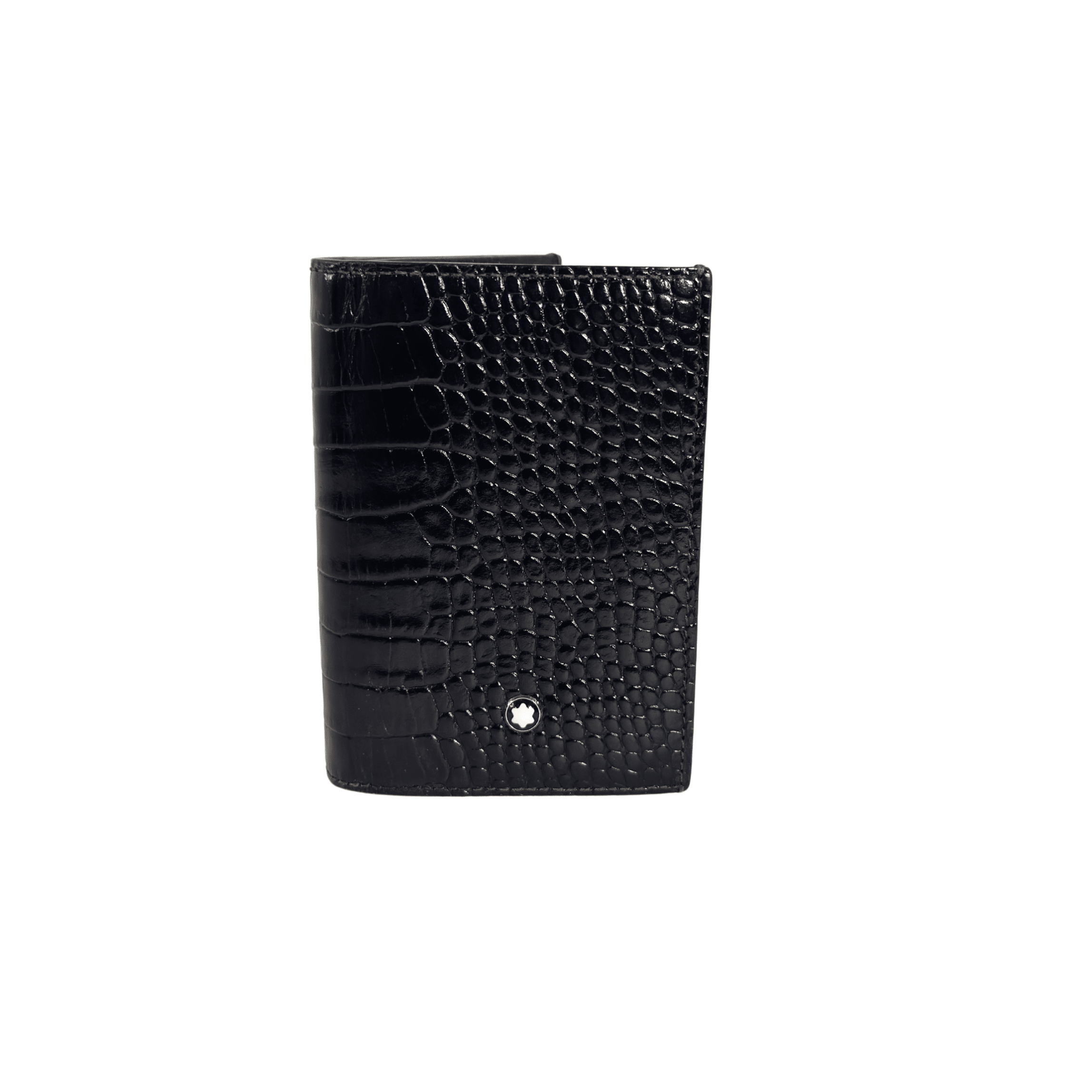 PORTE - CARTE MONTBLANC - CUIR EMBOSSE FACON CROCODILE NOIR - La Belle Boutique