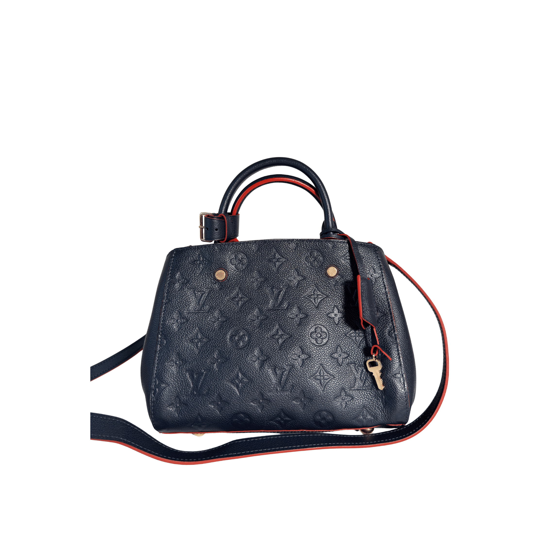 SAC À MAIN LOUIS VUITTON MONTAIGNE BB - CUIR EMPREINTE MARINE