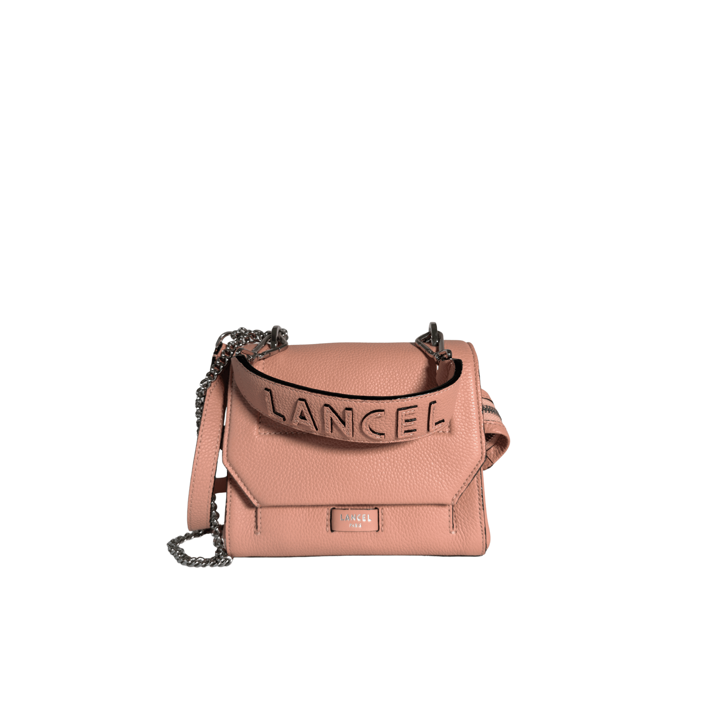 LANCEL - SAC NINON TAILLE S - CUIR GRAINÉ ROSE POUDRÉ - ANSE BICOLORE - La Belle Boutique