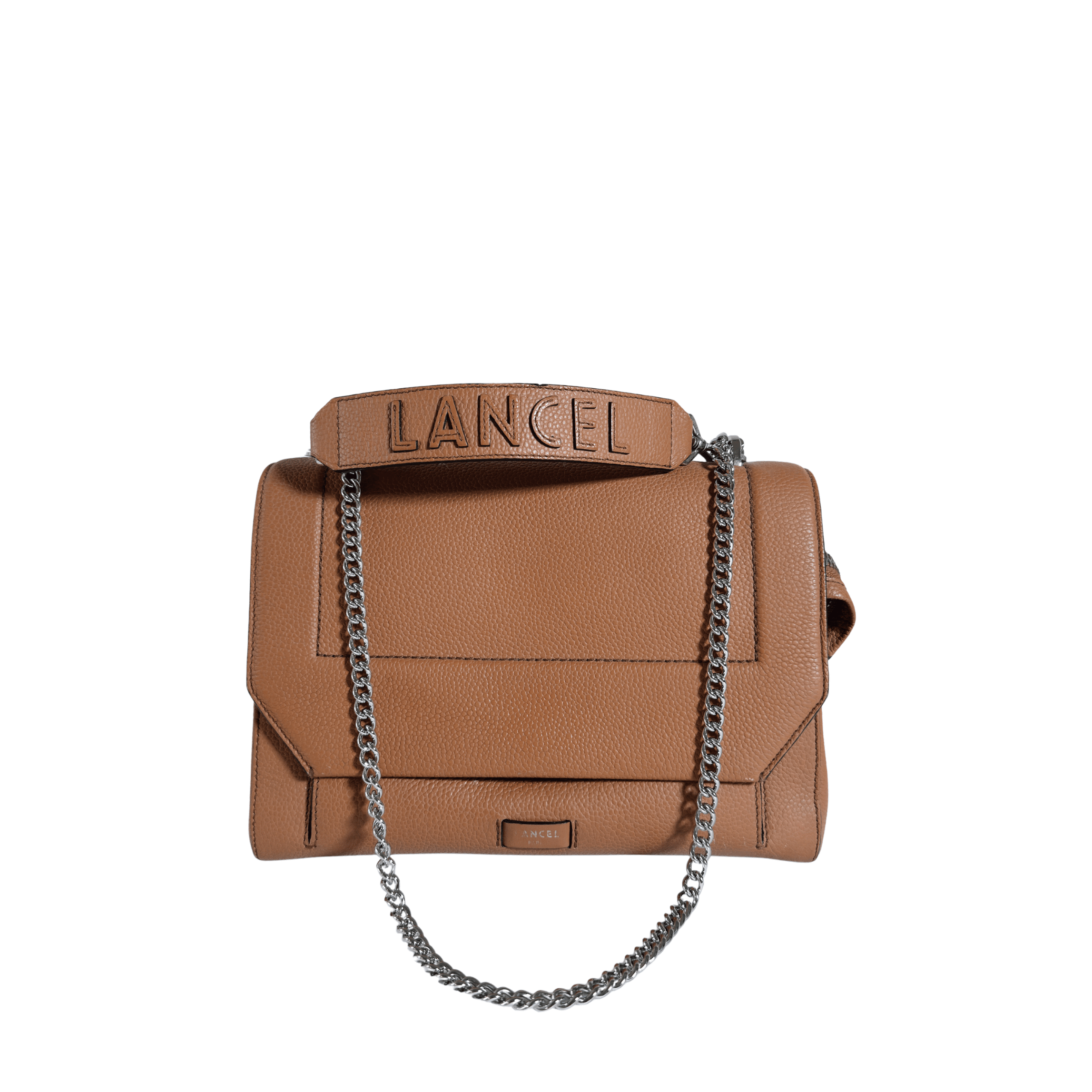SAC LANCEL NINON - TAILLE M - CUIR GRAINE CAMEL - La Belle Boutique