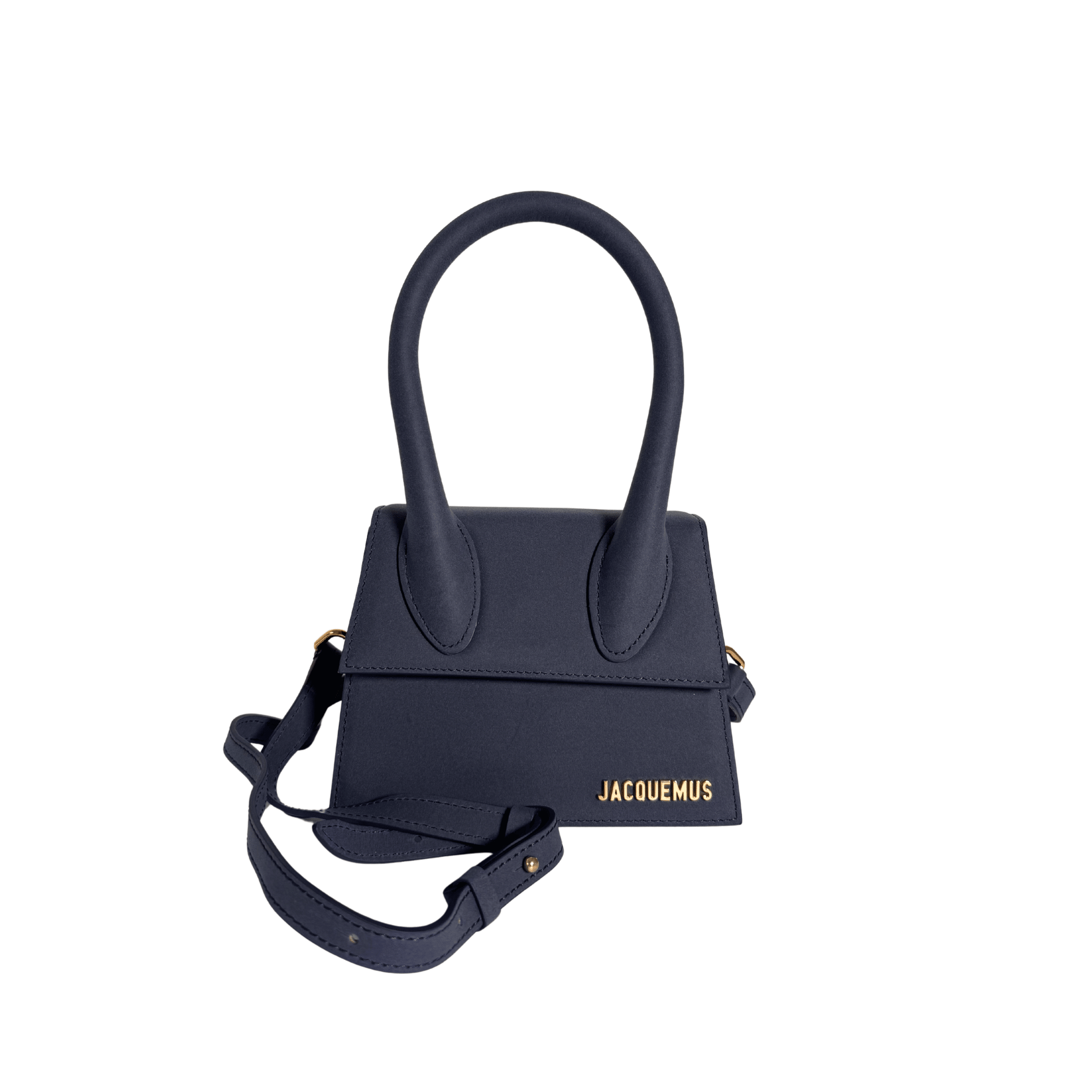 SAC JACQUEMUS LE CHIQUITO MOYEN EN CUIR LISSE BLEU MARINE - La Belle Boutique