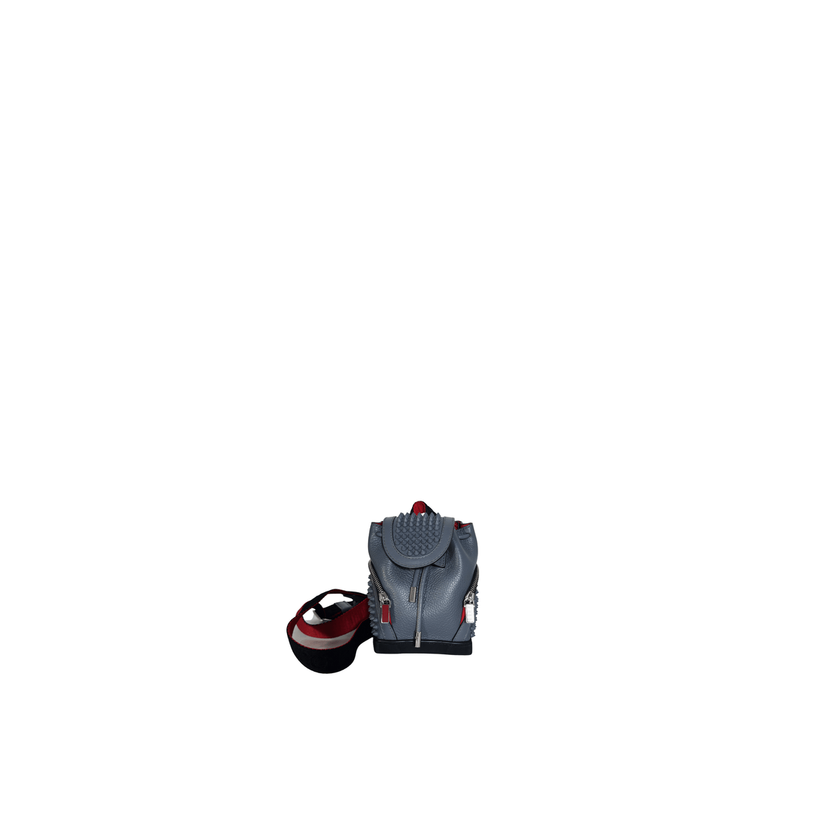 CHRISTIAN LOUBOUTIN - MINI SAC À DOS EXPLORAFUNK - CUIR GRAINE GRIS ET SPIKES
