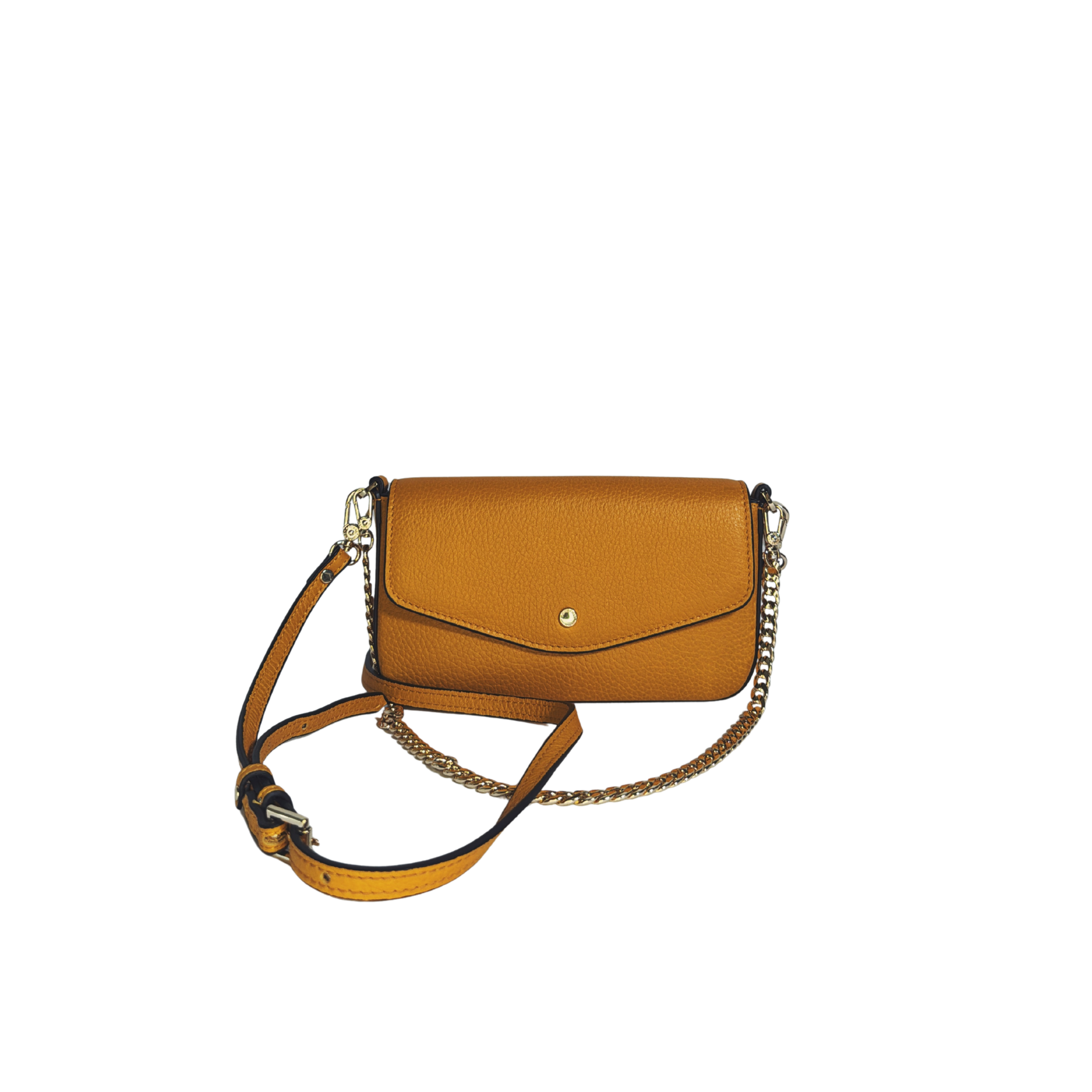 Sac pochette Pourchet Le Club safran en cuir grainé