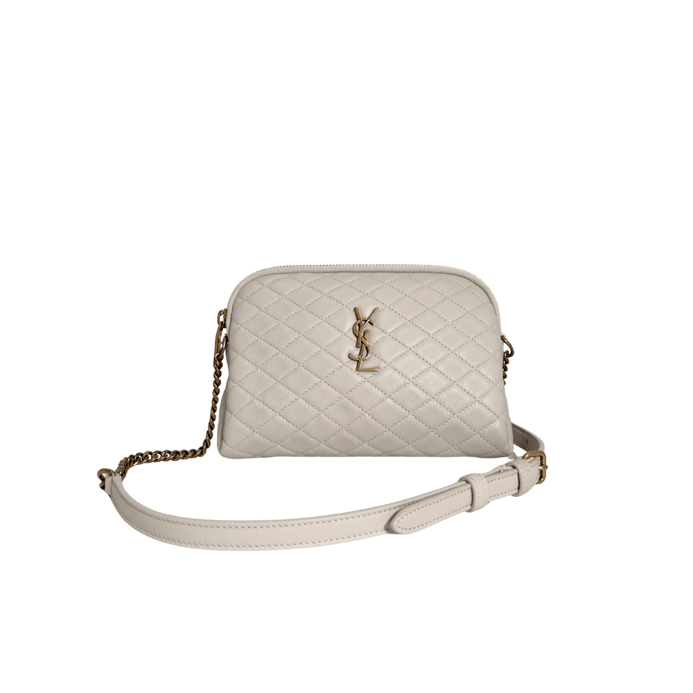 SAC YVES SAINT LAURENT GABY CAMERA CUIR D'AGNEAU BLANC - La Belle Boutique
