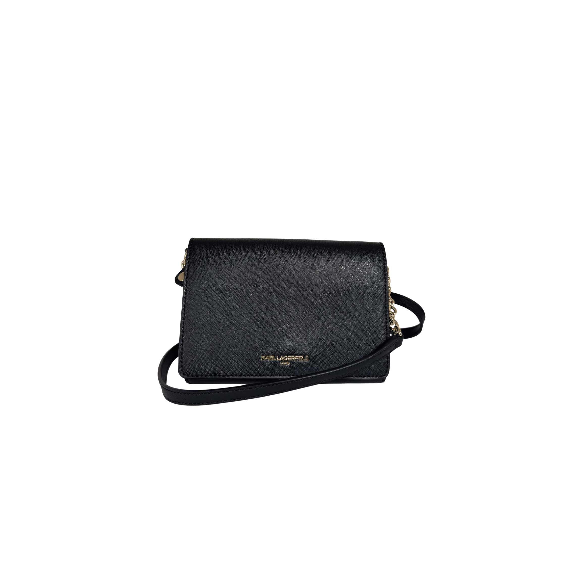 KARL LAGERFELD PARIS - SAC WALLET ON CHAIN - CUIR SAFFIANO NOIR