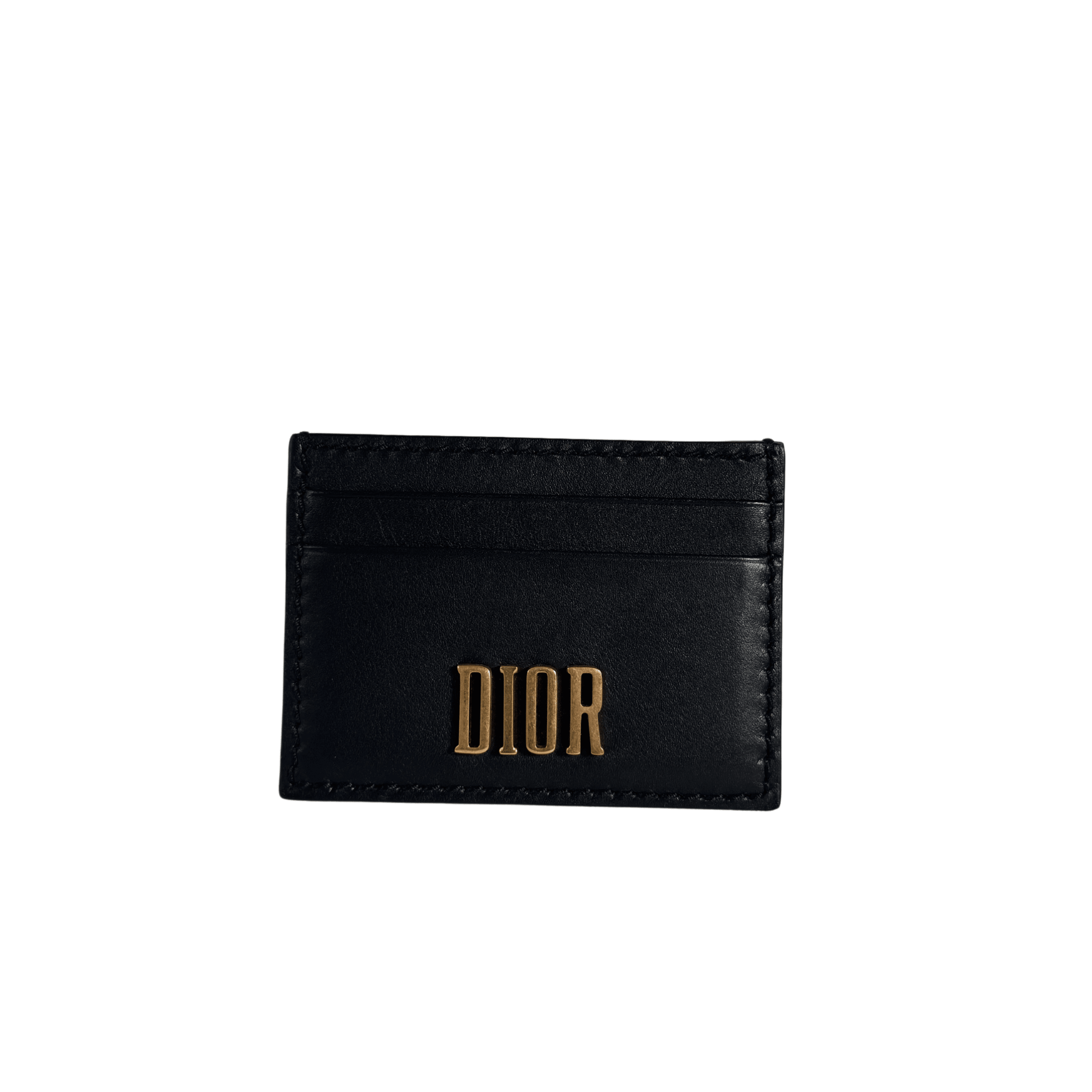 PORTE - CARTE CHRISTIAN DIOR - CUIR LISSE NOIR - LETTRES DIOR DOREES - La Belle Boutique