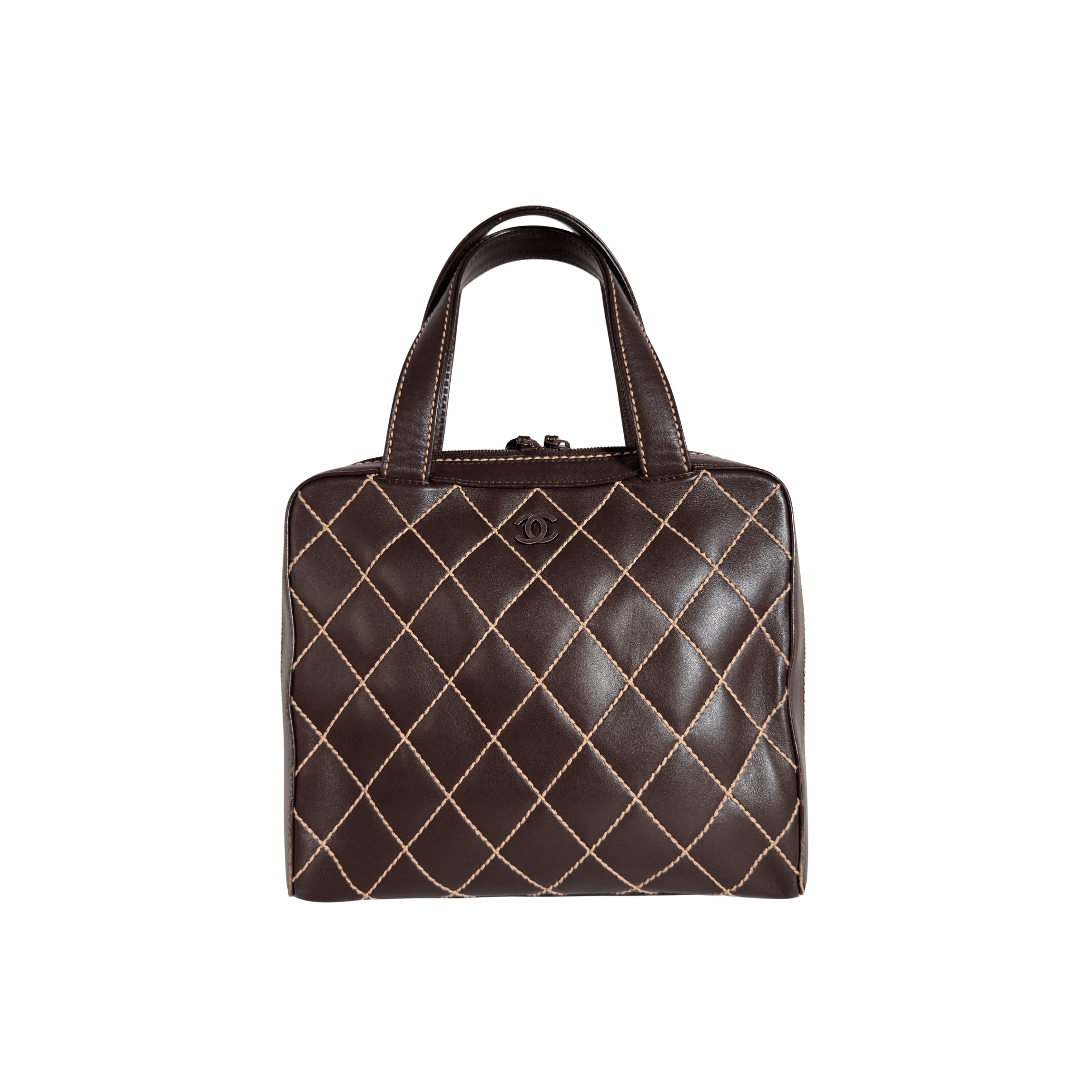 CHANEL - WILD STITCH HANDBAG - CUIR MARRON VINTAGE - La Belle Boutique