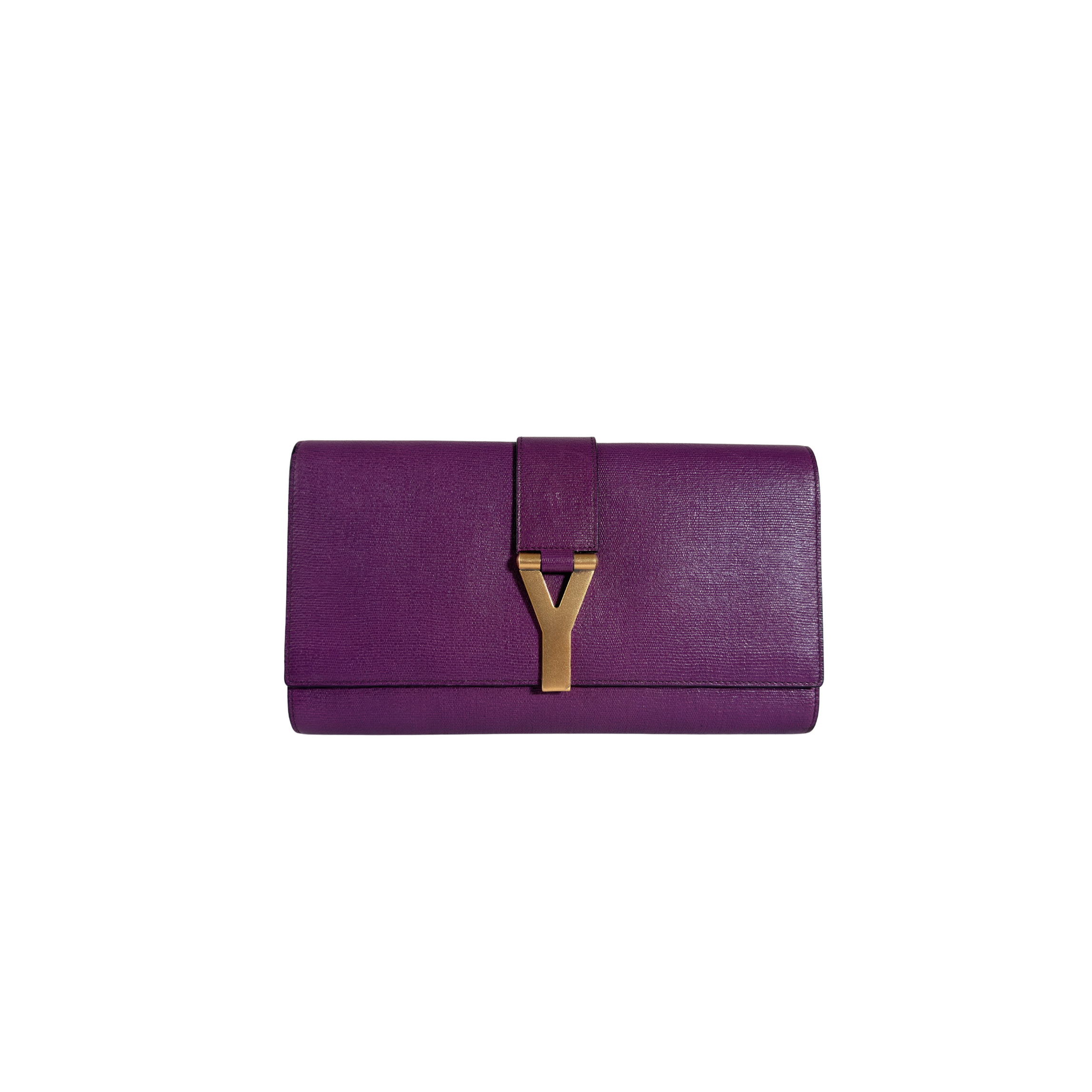 POCHETTE CLUTCH YVES SAINT LAURENT CHYC LIGNE Y - CUIR TEXTURE VIOLET