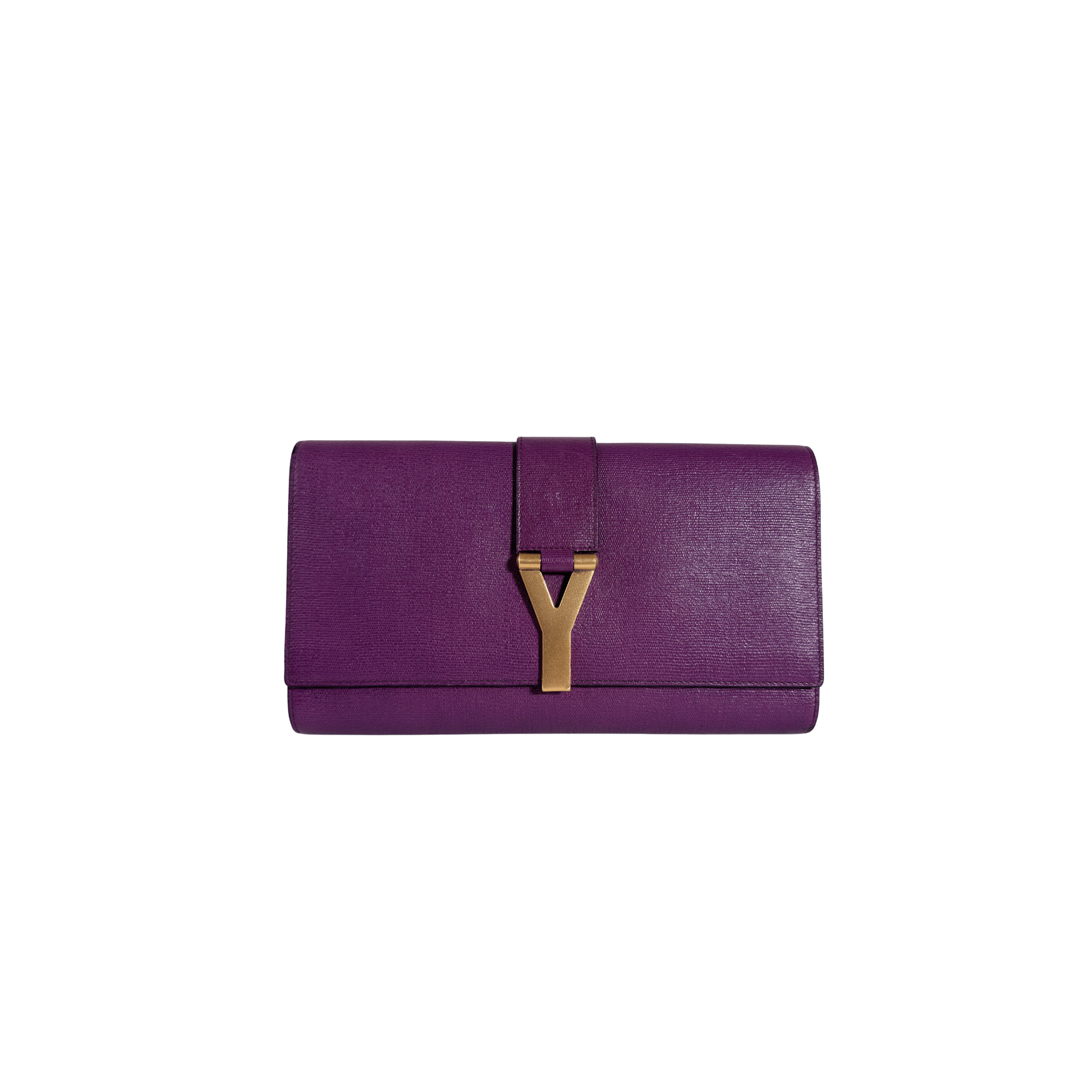 POCHETTE CLUTCH YVES SAINT LAURENT CHYC LIGNE Y - CUIR TEXTURE VIOLET - La Belle Boutique