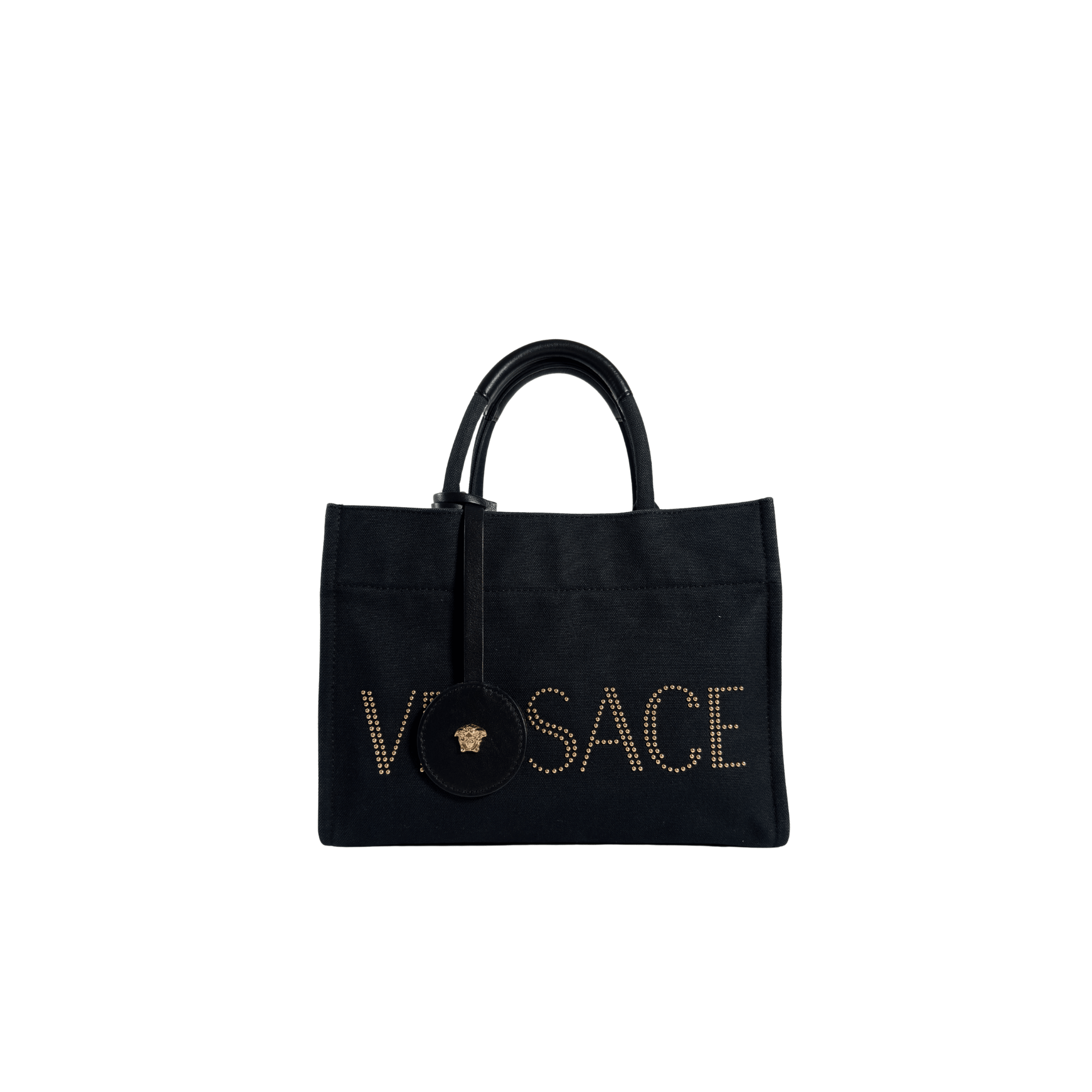 VERSACE - LA MEDUSA SMALL CANVAS TOTE - NOIR ET OR - La Belle Boutique