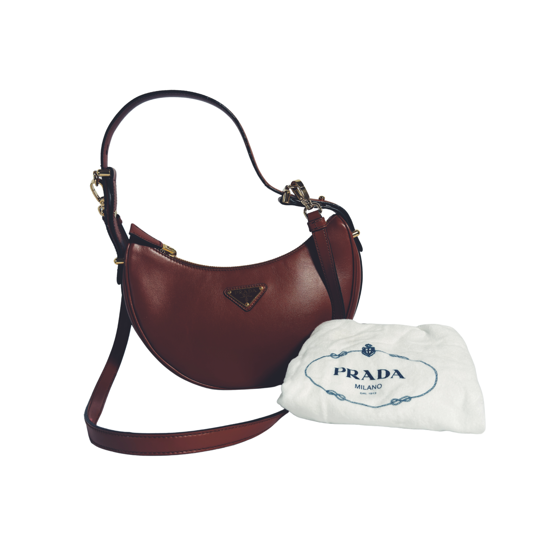 Sac Prada Arqué – Cuir cognac