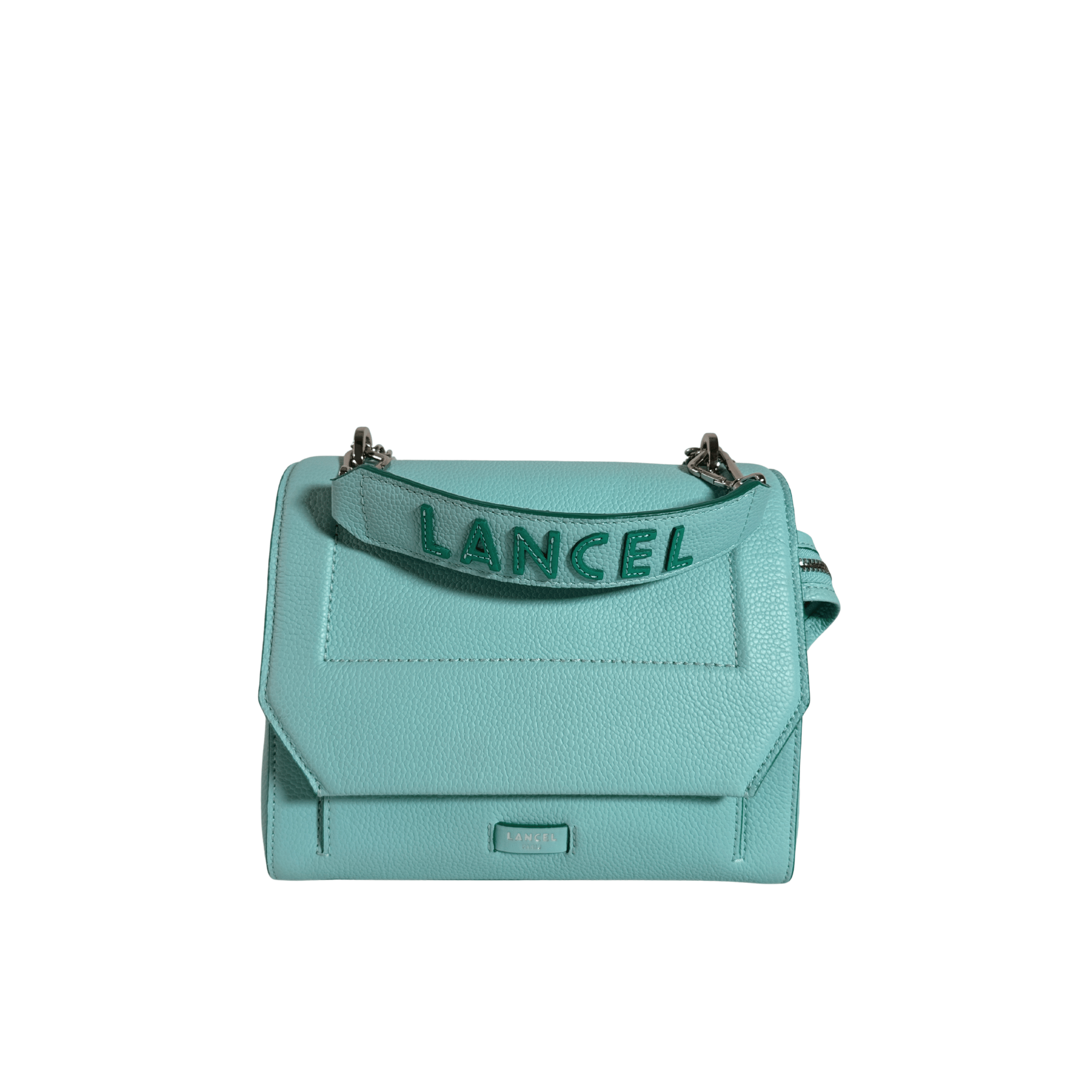 SAC LANCEL NINON M - CUIR GRAINE TURQUOISE