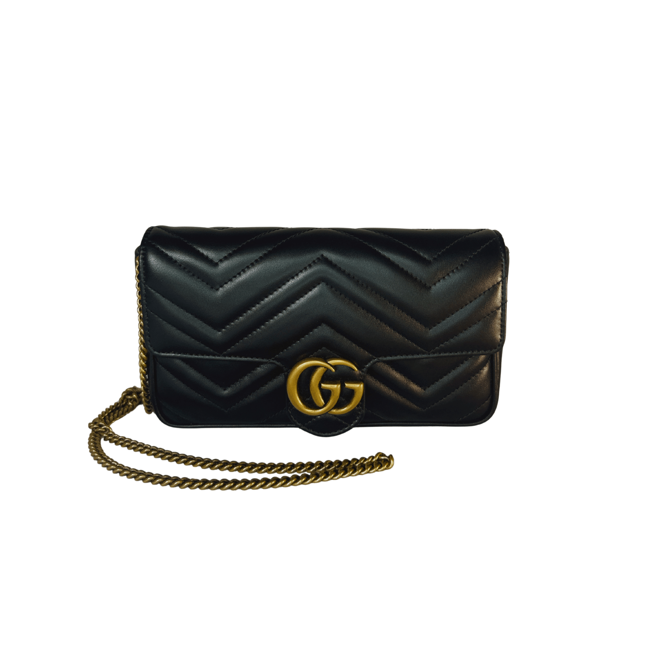 SAC GUCCI GG MARMONT MINI EN CUIR MATELASSÉ NOIR - La Belle Boutique