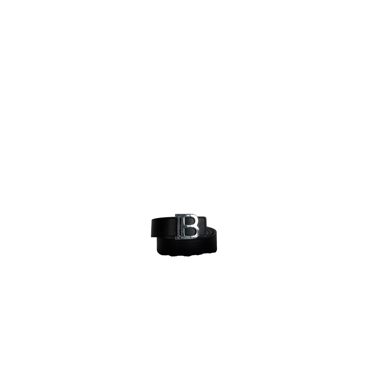 BALMAIN - CEINTURE B-BELT - CUIR LISSE NOIR - BOUCLE B ARGENTEE - TAILLE 95 - La Belle Boutique