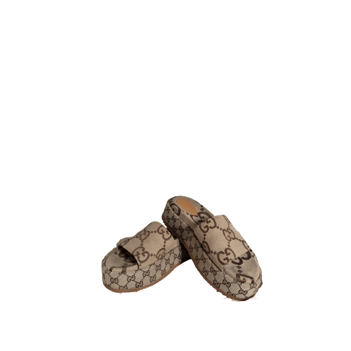 SANDALES À PLATEFORME GUCCI JUMBO GG - TOILE BEIGE/MARRON - TAILLE 39,5