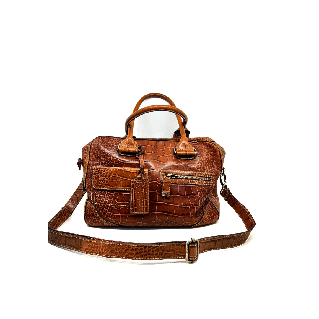 Cartable Lancel embossé crocodile