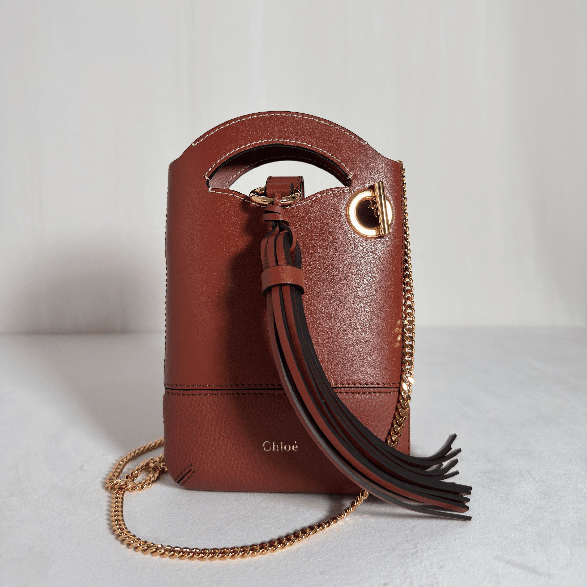 CHLOE - ICONS BUCKET BAG MINI - CUIR MARRON