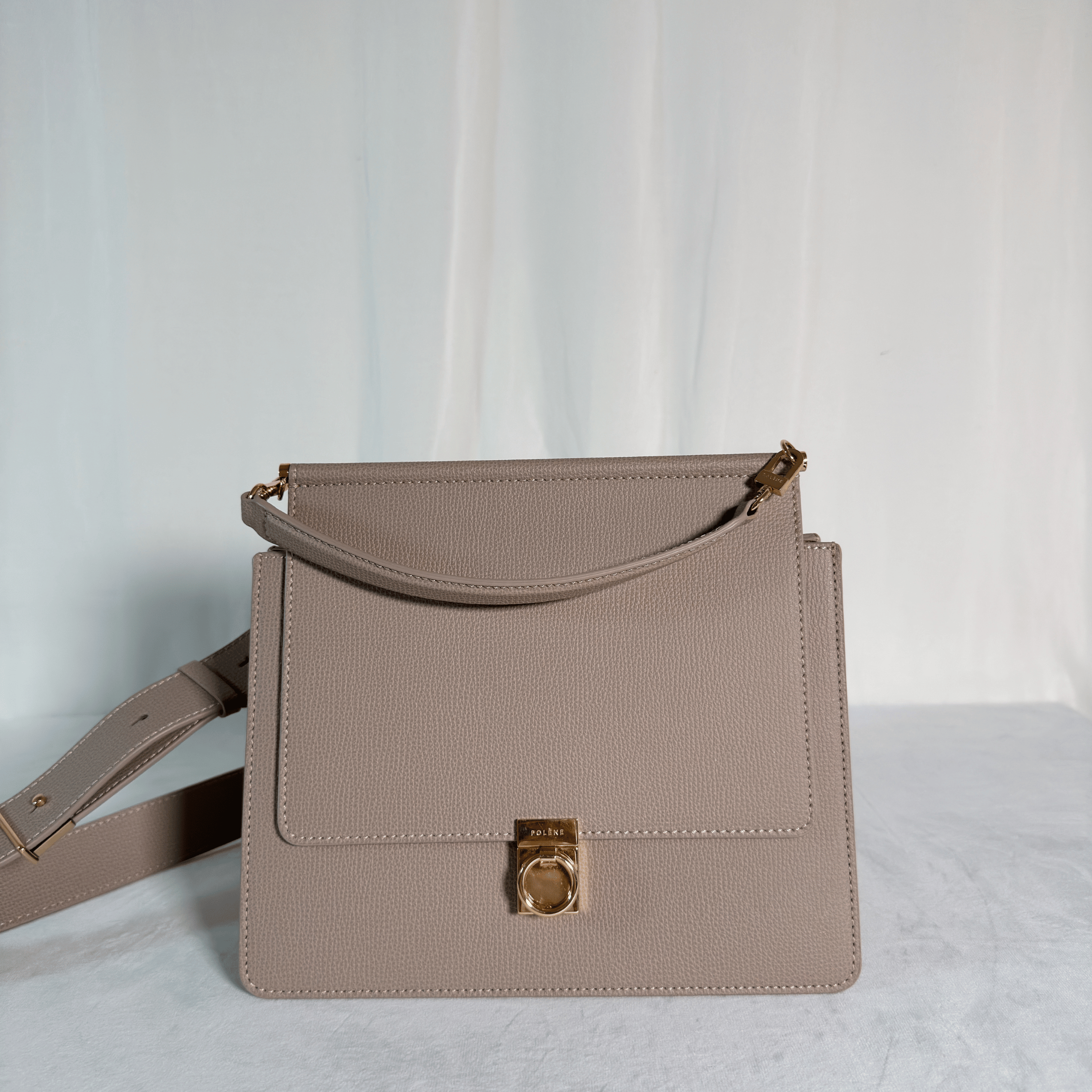 POLENE - SAC NUMERO SEPT - CUIR GRAINE TAUPE