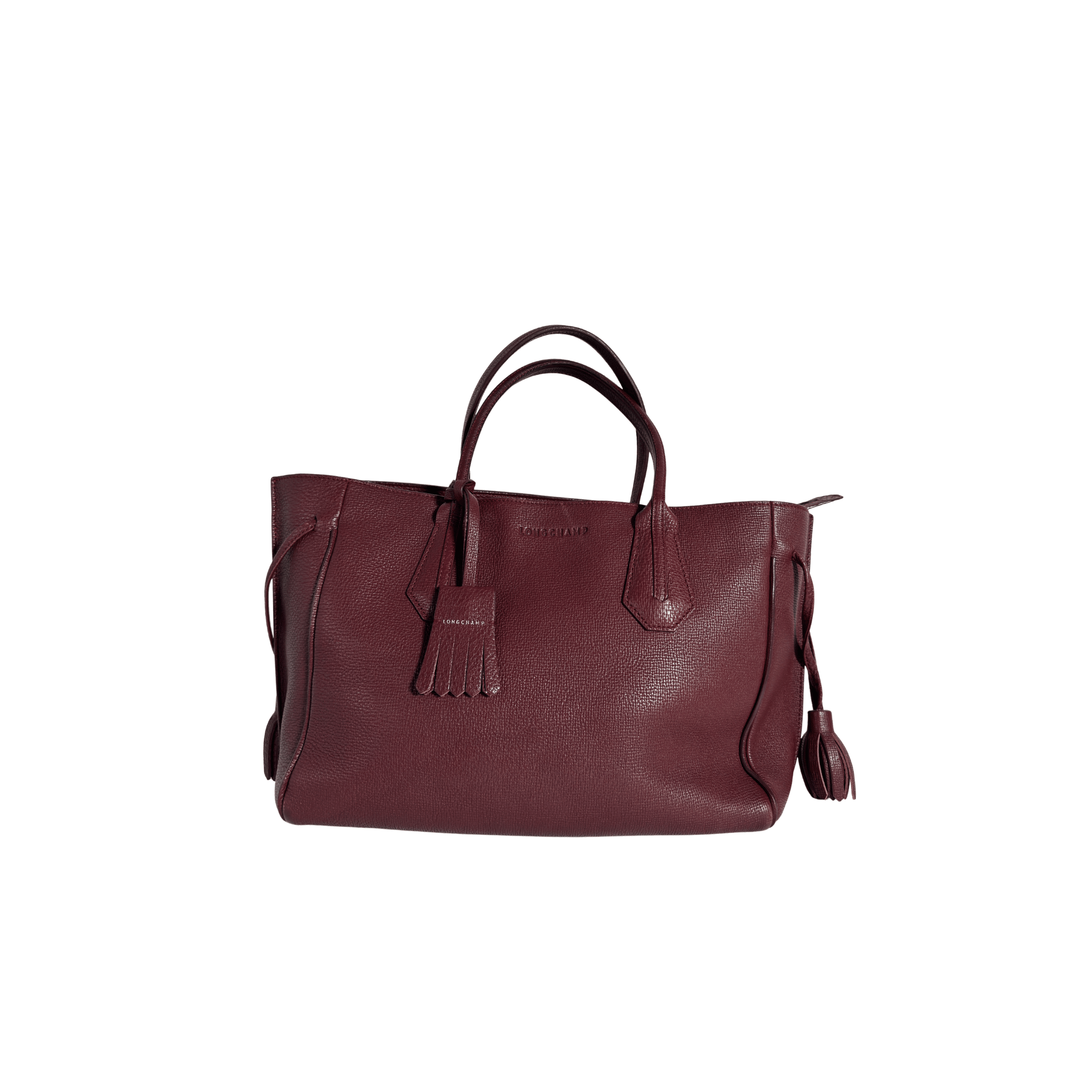 SAC A MAIN LONGCHAMP PENELOPE - CUIR TAURILLON GRAINE BORDEAUX - La Belle Boutique